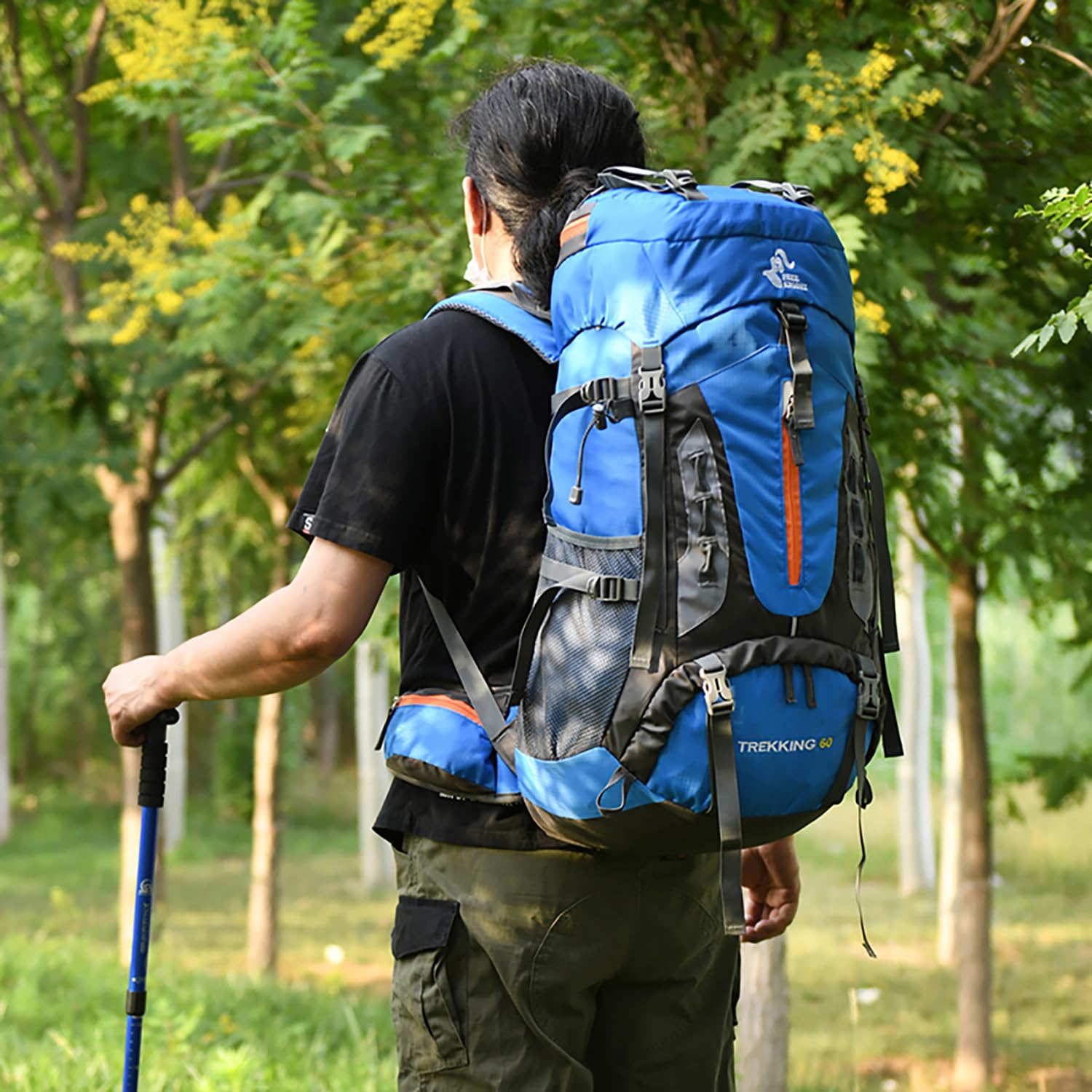 Bseash 60L Hiking Camping Backpack with Rain Cover, Waterproof Large Capacity Outdoor Sport Travel Daypack Climbing Touring (Army Green)