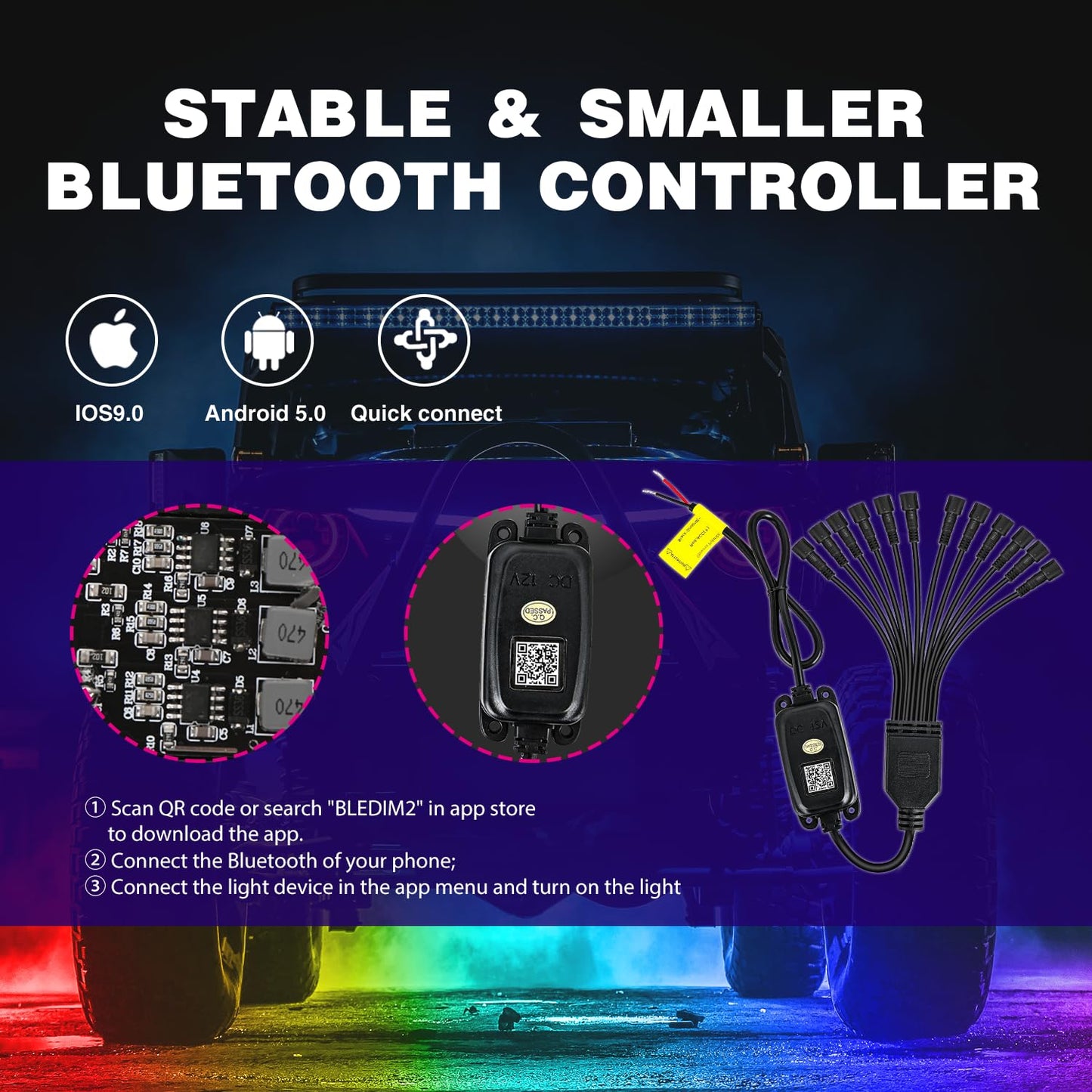 Nilight RGB LED Rock Lights Kit, 4 pods Underglow Multicolor Neon Light Pod with Bluetooth App Control Flashing Music Mode Wheel Well Light for Truck ATV UTV RZR SUV