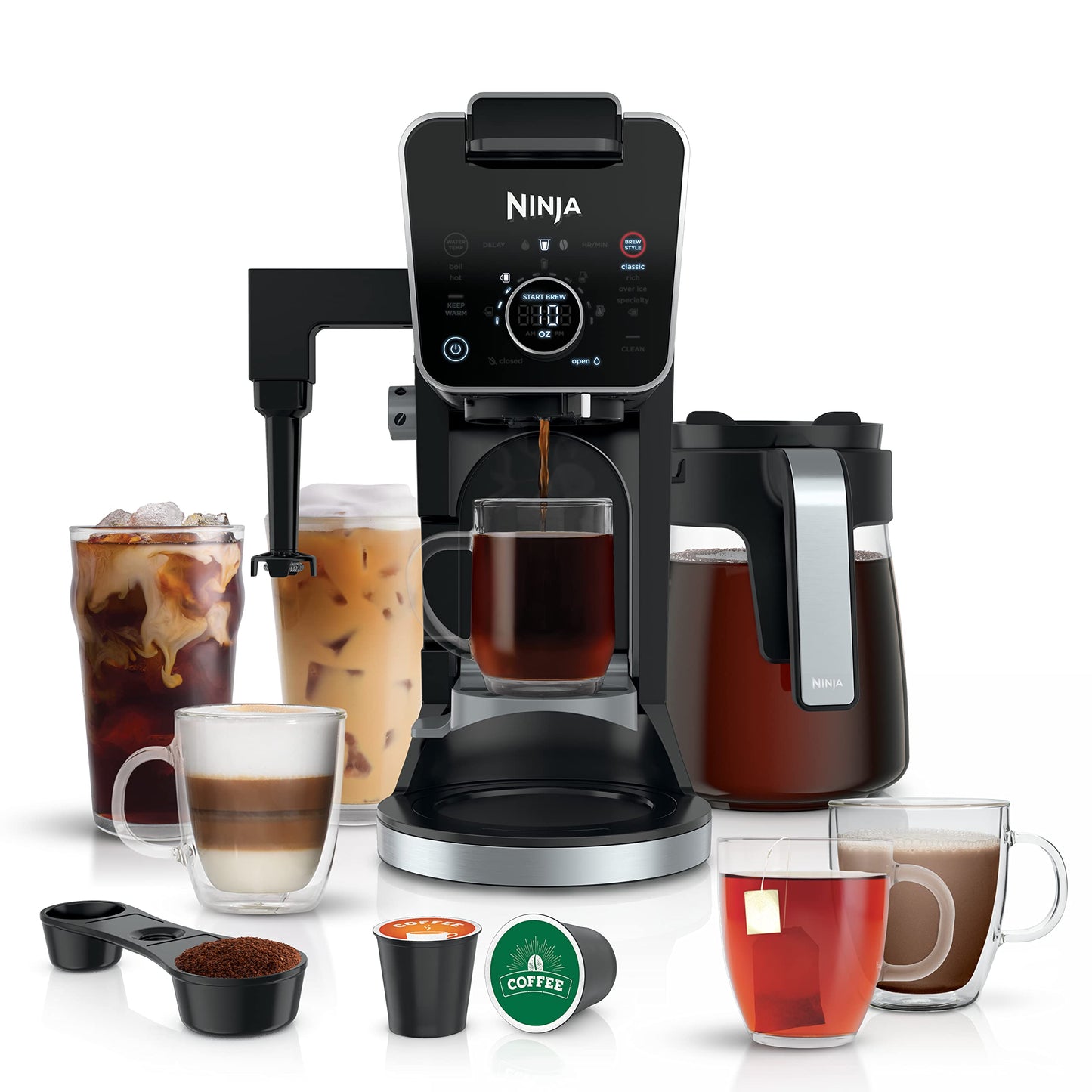 Ninja Hot and Iced Coffee Maker, Single Serve Coffee Maker and Drip Coffee Machine, DualBrew Pro Specialty 12-Cup with K-Cup Combo, Includes Permanent Filter, CFP307