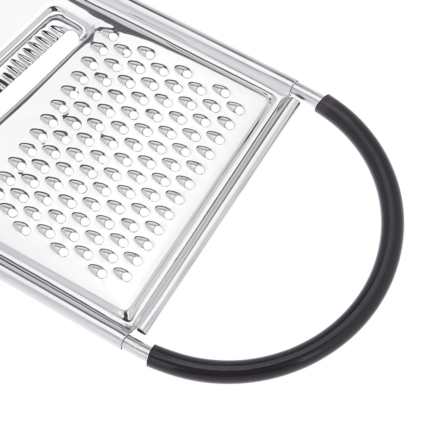 Amazon Basics Cheese Grater with Handle, Stainless Steel Zester, Rectangular, Non-Slip, Multifunction Tool for Kitchen Prep, Black