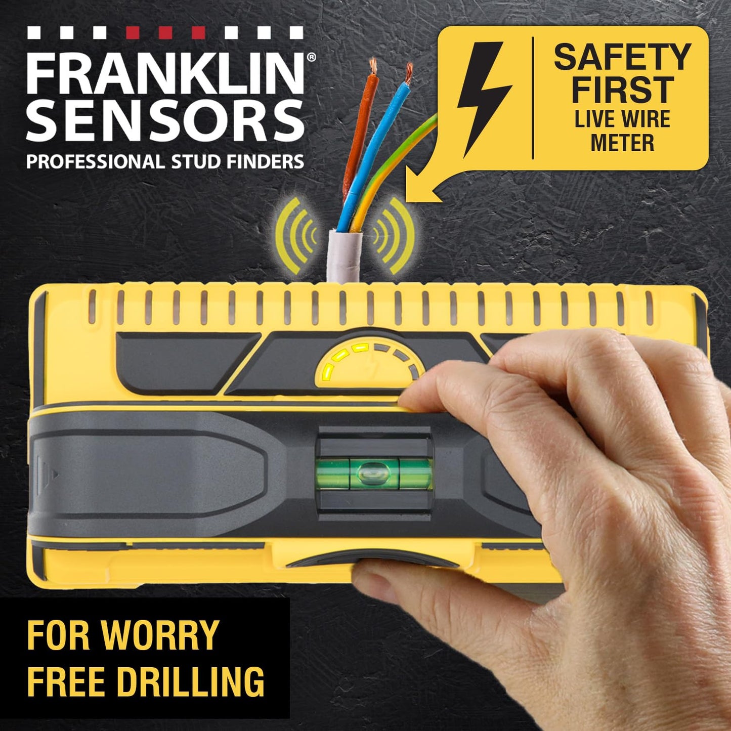 Franklin Sensors ProSensor M210 Stud Finder with 13-Sensors, Wood & Metal Stud Detector/Wall Scanner, Live Wire Detection