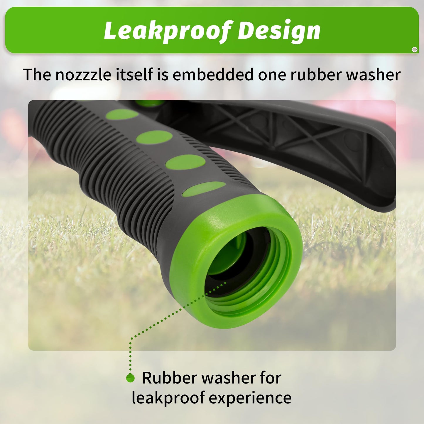 AUTOMAN-Garden-Hose-Nozzle, ABS Water Spray Nozzle with 7 Adjustable Watering Patterns, Slip Resistant for Watering Plants, Lawn& Garden, Washing Cars, Cleaning, Showering Pets & Outdoor Fun.