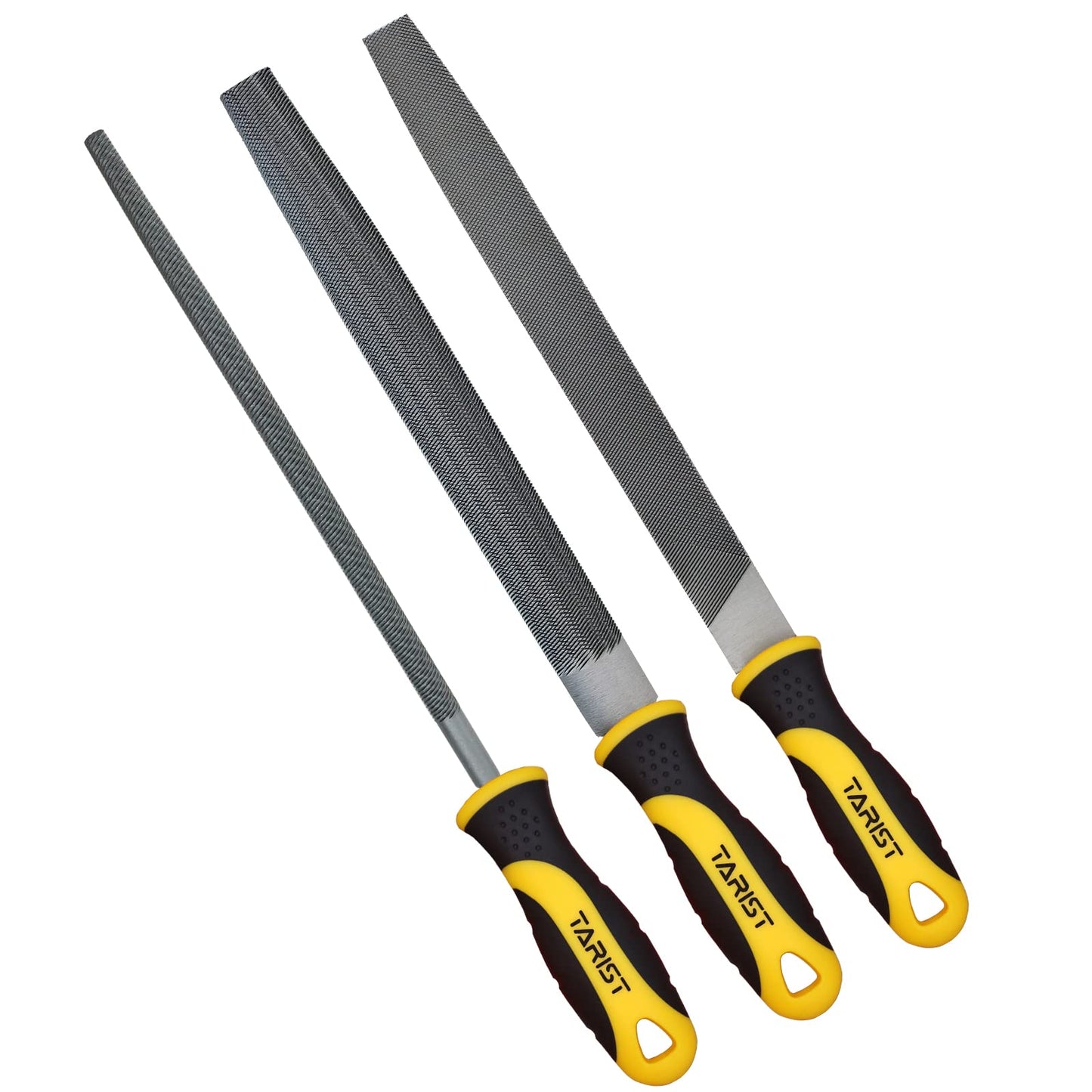 3-Piece 8" Wood Rasp File Set, Includes Flat/Half-Round/Round. For Woodworking & Sharping Wood