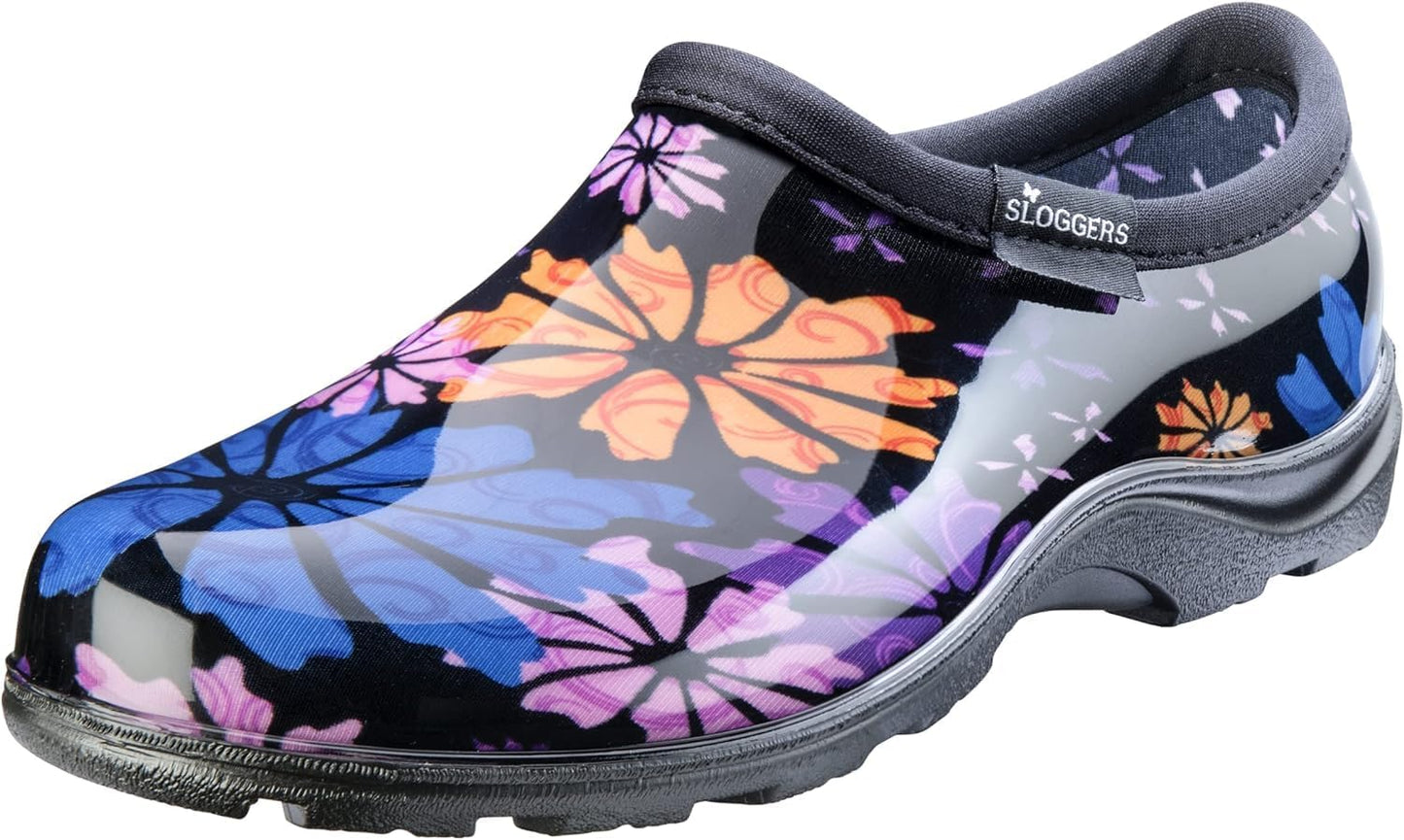 Sloggers Original Waterproof Rain and Garden Shoe for Women– Outdoor Slip-On Garden Clog - Made in The USA with Premium Comfort Insole and Arch Support - Classic Chicken Black, Size 8