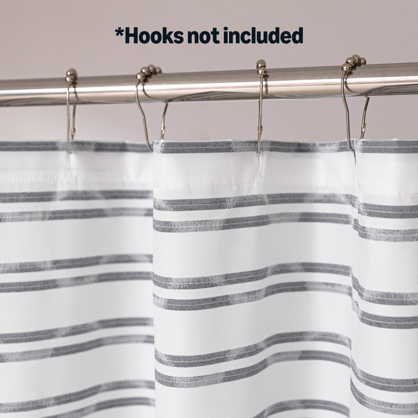 Amazon Basics Geometric Jacquard Fabric Shower Curtain for Bathroom, Lightweight, Waterproof and Washable, 72" W x 72" L, Grey Striped