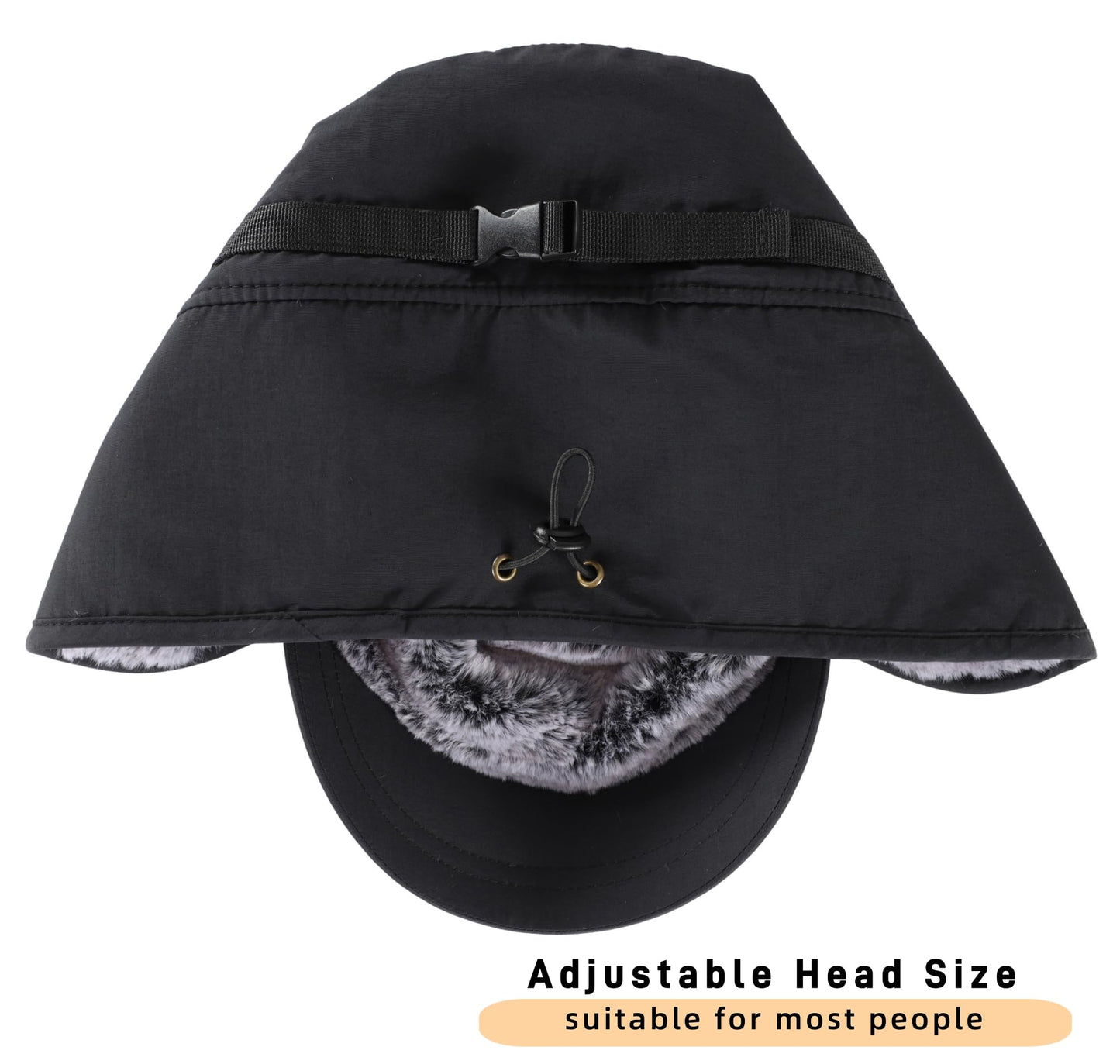 Connectyle Men's Winter Hat with Visor Warm Earflaps Hat Fully Lined Faux Fur Baseball Cap Trapper Hunting Hats