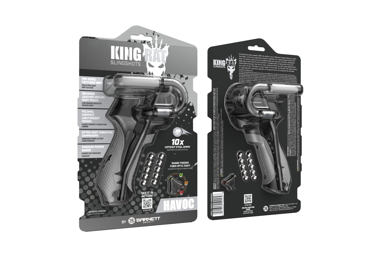 Barnett King Rat Slingshots, Powerful Slingshot for Adults and Kids Alike, Includes Power Band, Brushed Leather Pouch, & Slingshot Ammo