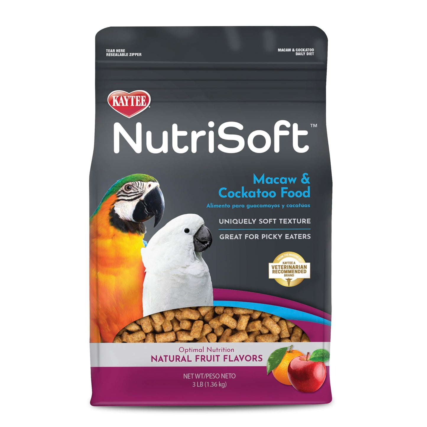 Kaytee Nutri Soft Pet Parrot & Conure Bird Food, 3 Pound