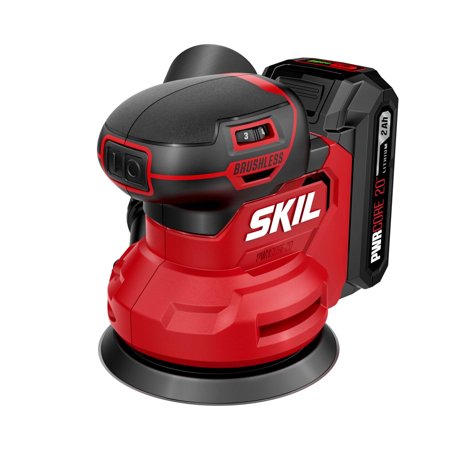 SKIL 20V 4-Tool Combo Kit: 20V Cordless Drill Driver Reciprocating Saw, Circular Saw and Spotlight, Includes Two 2.0Ah PWR CORE Lithium Batteries and One Charger - CB739701,Black, Red