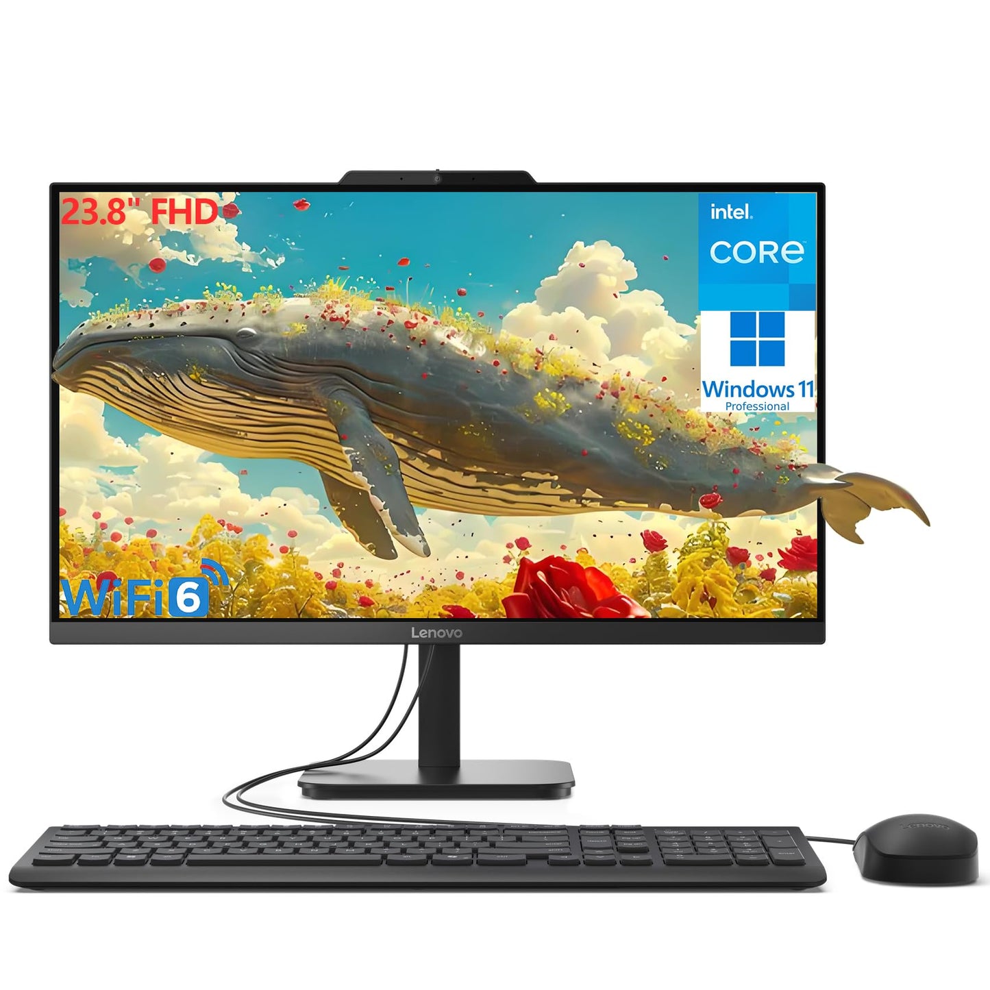Lenovo 24 23.8" FHD All-in-One Desktop Computer for Home Office, Intel 4-Core Processor (Beats i3-1110G4), 32GB DDR4 RAM, 1TB PCIe SSD, WiFi 6, Bluetooth, Business AIO, Windows 11 Pro, Vent-Hear