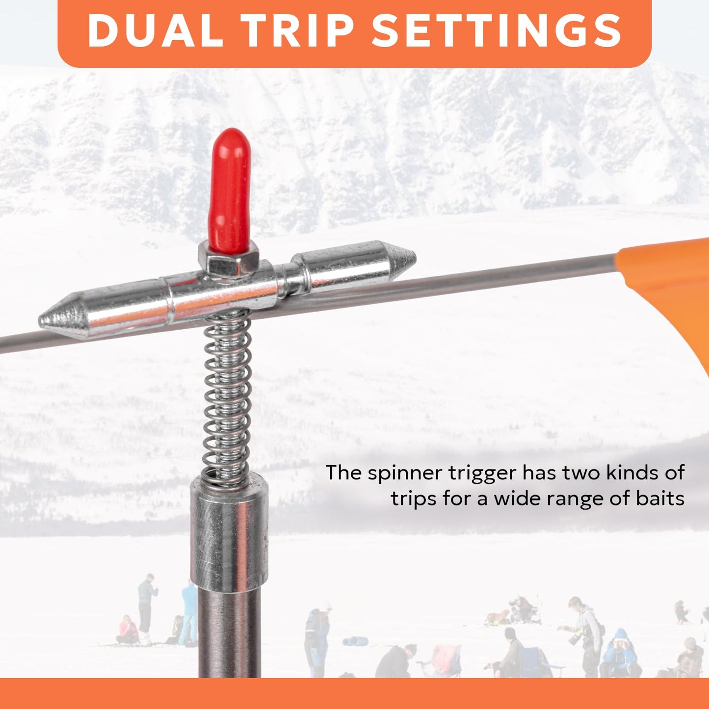 SF Black/Orange Ice Fishing Tip-Up Foldable with Orange Pole Flags Ice Fishing Strike Indicators Accessories