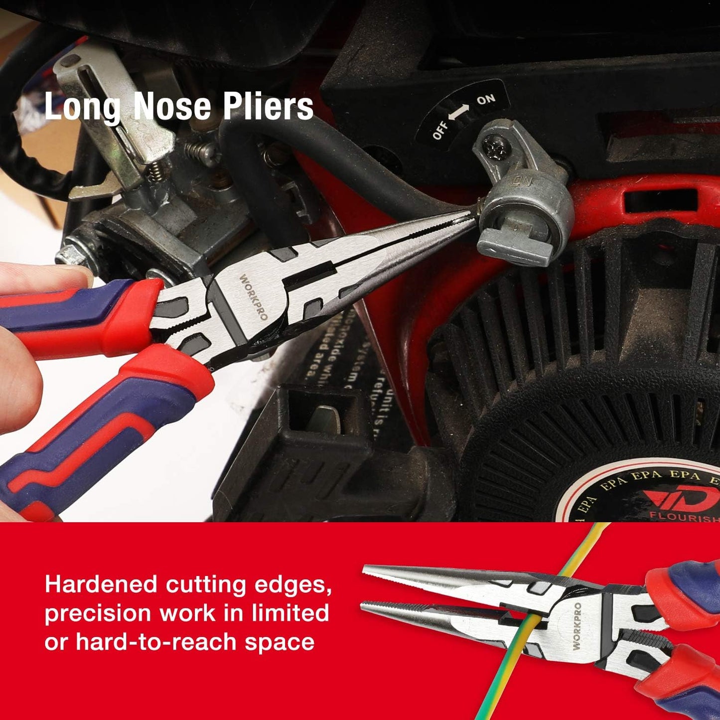 WORKPRO Pliers Set, Premium Cr-V Construction, Includes 6 Inch Slip Joint, Long Nose, Diagonal Cutting, 8 Inch Groove Joint, 7 Inch Linesman and Storage Pouch, for Basic Repair