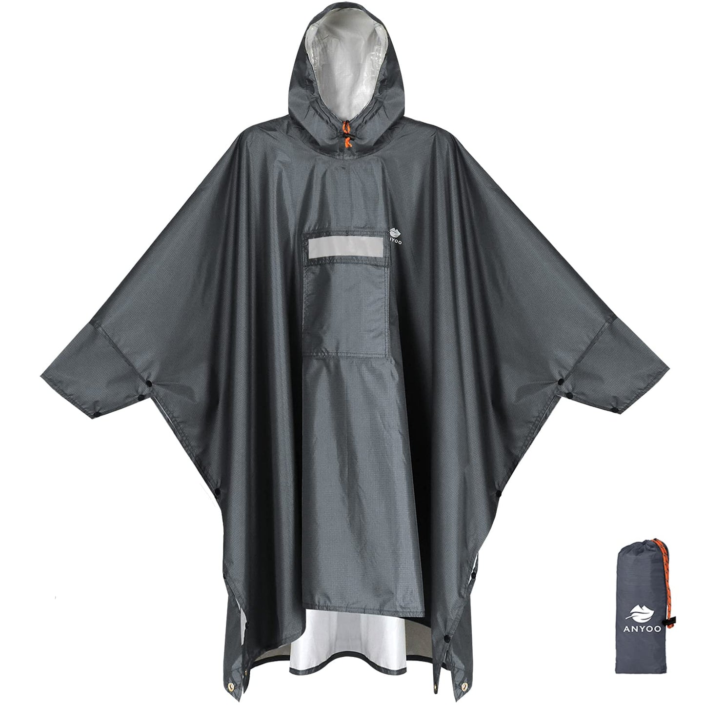 ANYOO Hooded Rain Poncho for Adults Waterproof Lightweight Rain Coat for Men Women Reusable Rain Jacket for Emergency Outdoor