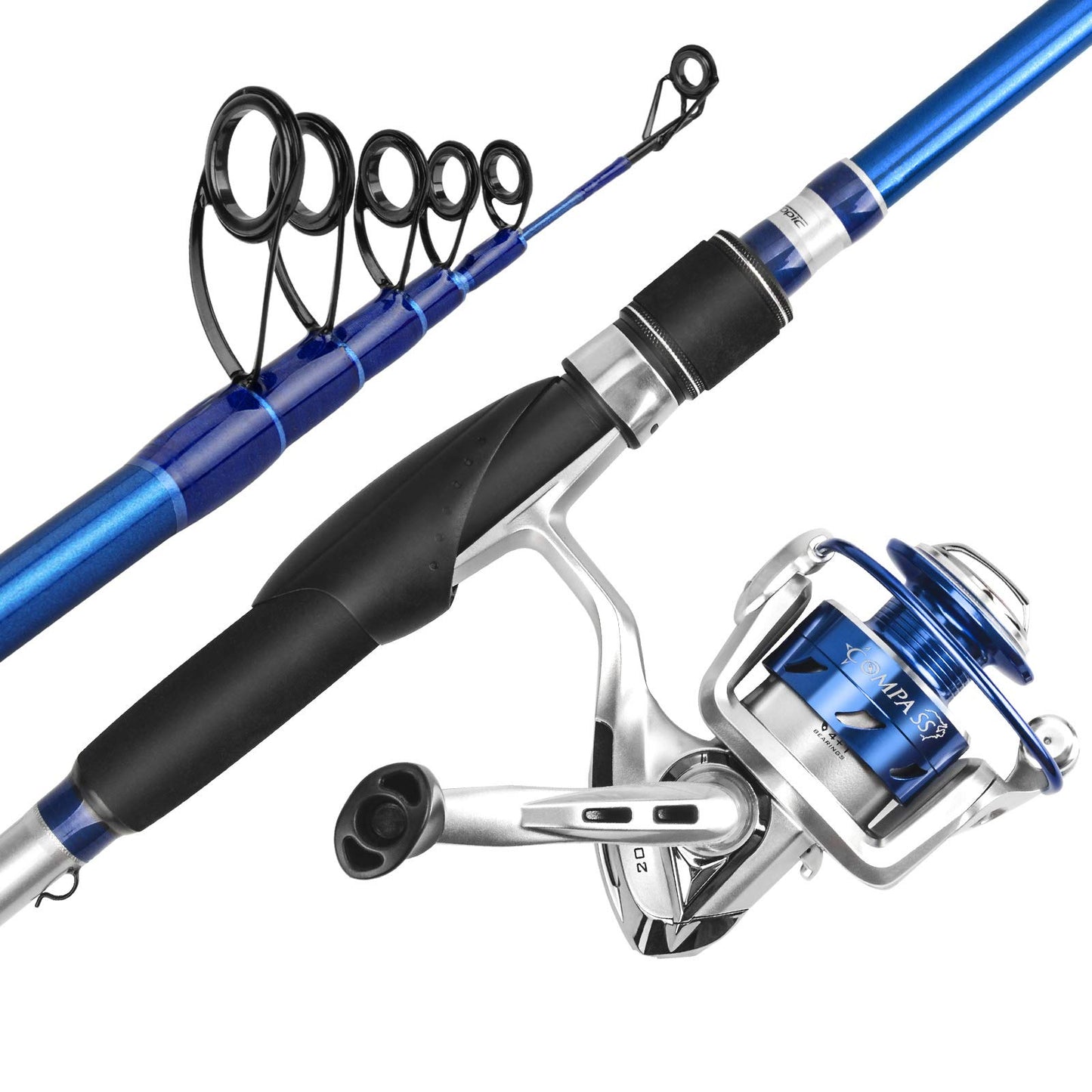 KastKing Compass Telescopic Fishing Combos, Spinning Rod, 6ft 6in - Medium - Moderate Fast and 4+1 BB Spinning Reel