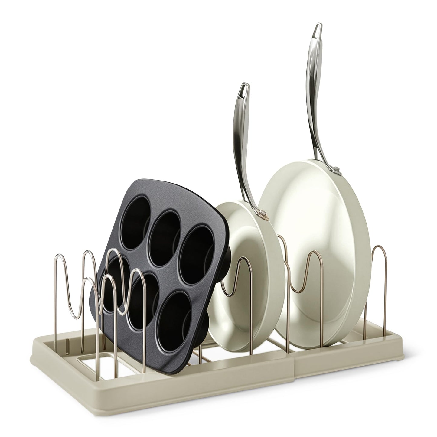 Amazon Basics Cookware and Bakeware Organizer, Includes 10 Dividers, Stainless Steel, Expandable from 12.2 in. - 20.7 in