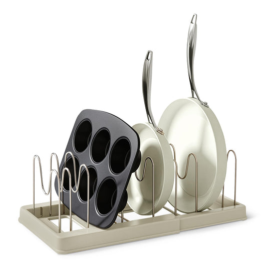 Amazon Basics Cookware and Bakeware Organizer, Includes 10 Dividers, Stainless Steel, Expandable from 12.2 in. - 20.7 in