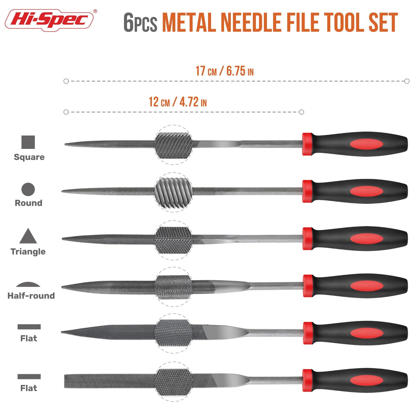 Hi-Spec 17 Piece Metal Hand & Needle File Tool Kit Set. Large & Small Mini T12 Carbon Steel Flat, Half-Round, Round & Triangle Files. Complete in a Zipper Case with a Brush