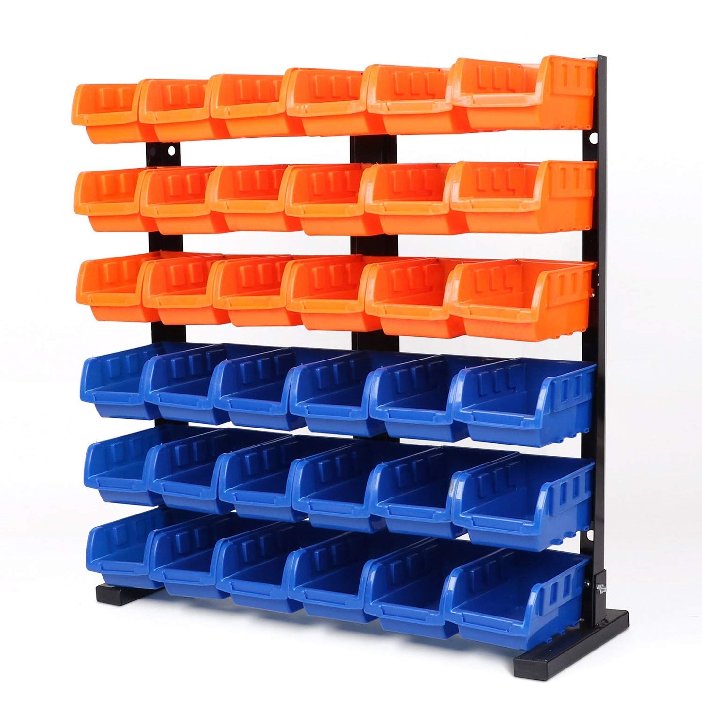 HORUSDY Wall Mounted Storage Bins Parts Rack 30PC Organizer Garage Plastic Shop Tool for Men's Gift, Blue,Orange,Red