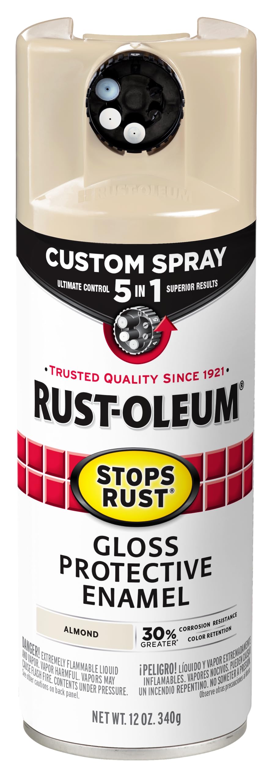Rust-Oleum 376892 Stops Rust Custom Spray 5-in-1 Spray Paint, 12 oz, Gloss Leather Brown
