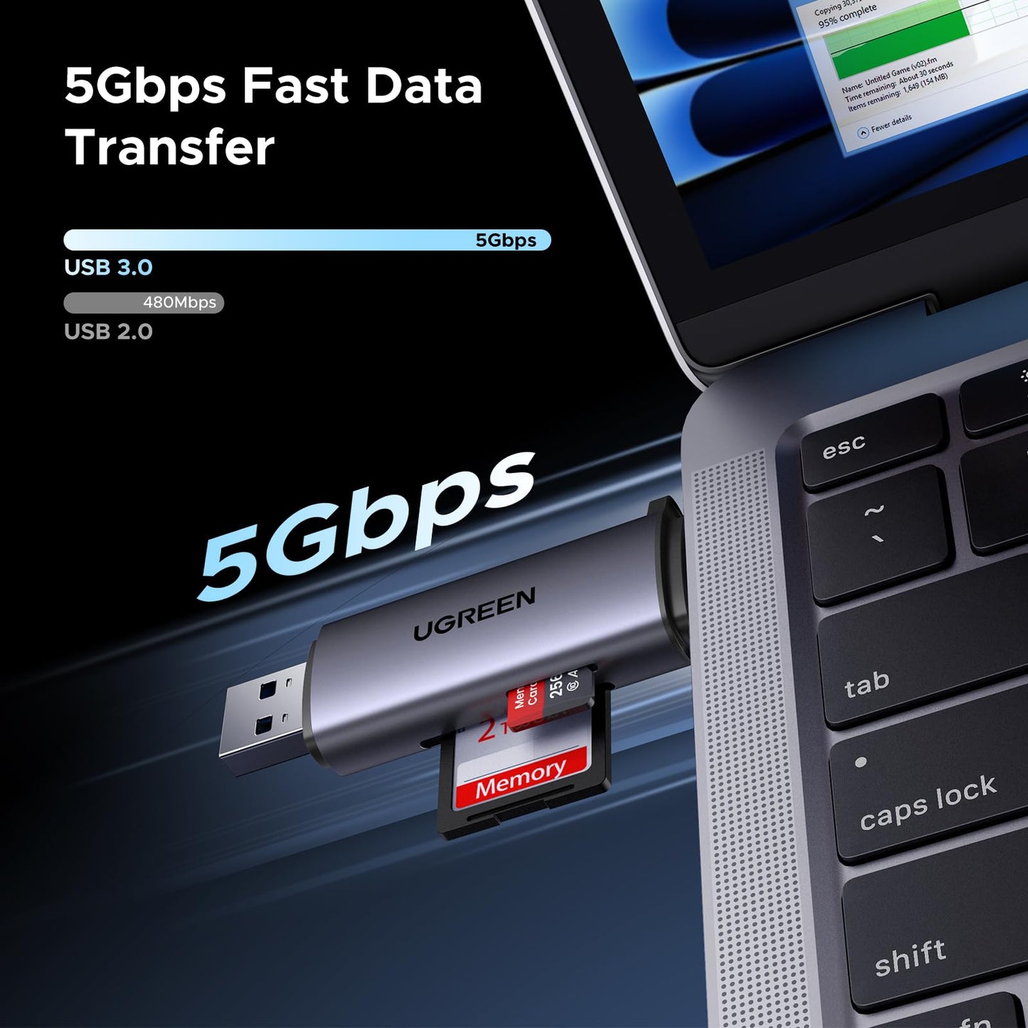 UGREEN SD Card Reader USB C, USB 3.0 Micro SD Card Reader 2 in 1 Memory Card Reader for MicroSD SDHC SDXC Compatible with PC Computer MacBook Laptop iPad iPhone 16 15 Pro/Pro Max