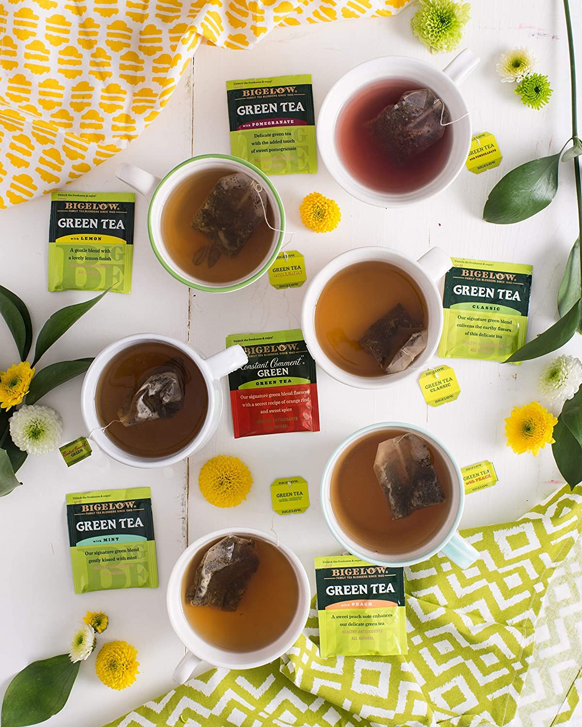 Tea Bags Assortment Variety Sampler Pack - 48 Count - Green, Black, Herbal, English, Chai Tea Breakfast