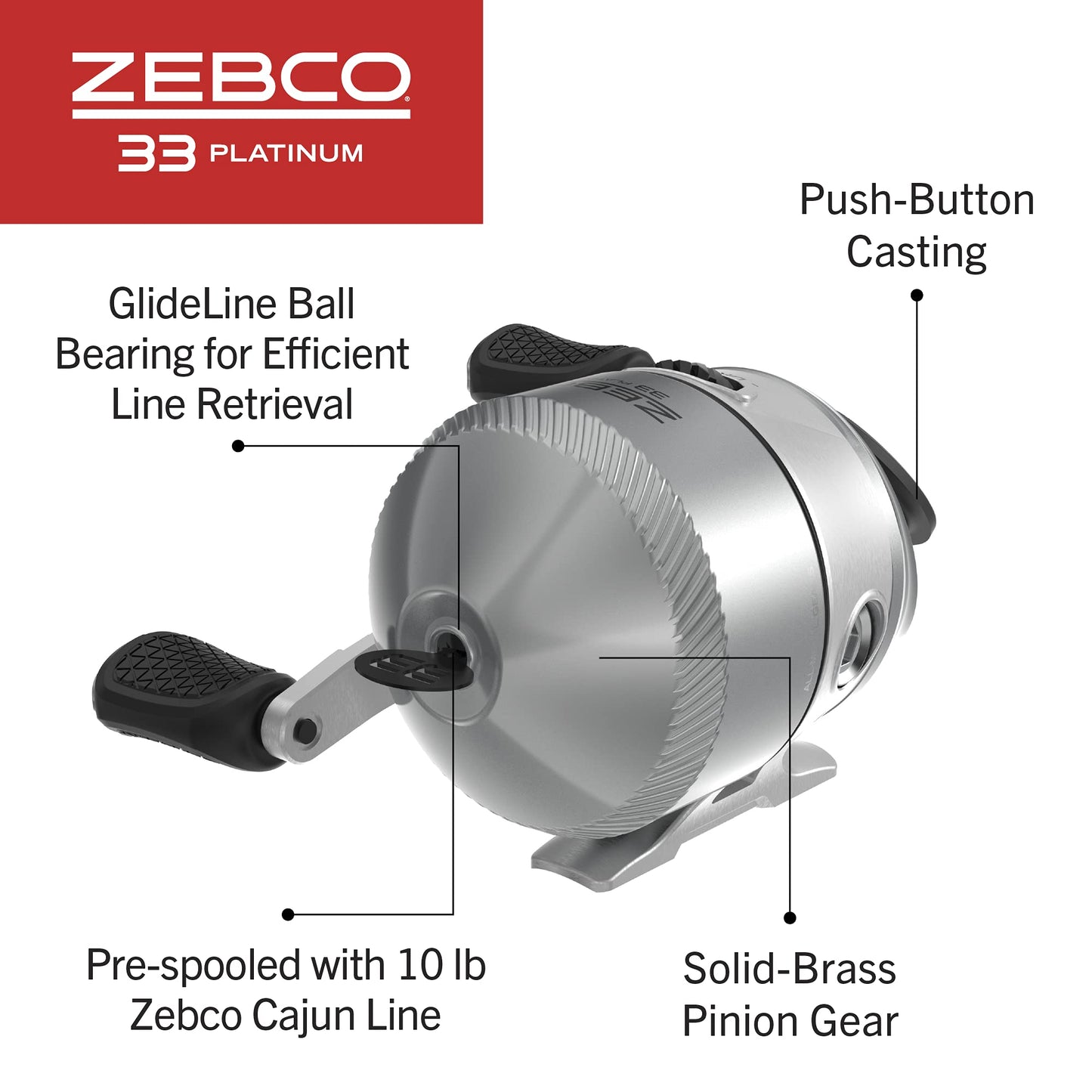 Zebco 33 Platinum Spincast Fishing Reel, Size 30 Reel, Right or Left-H –