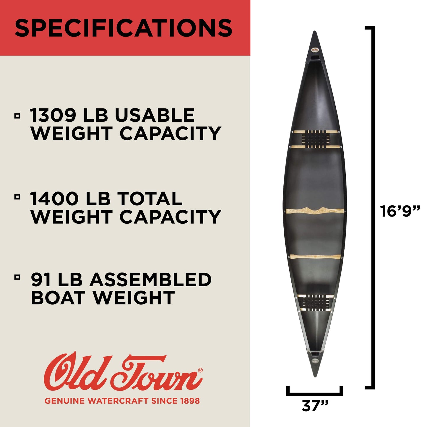 Old Town Canoes & Kayaks Discovery 169 Recreational Canoe, Red, 16 Feet 9 Inches