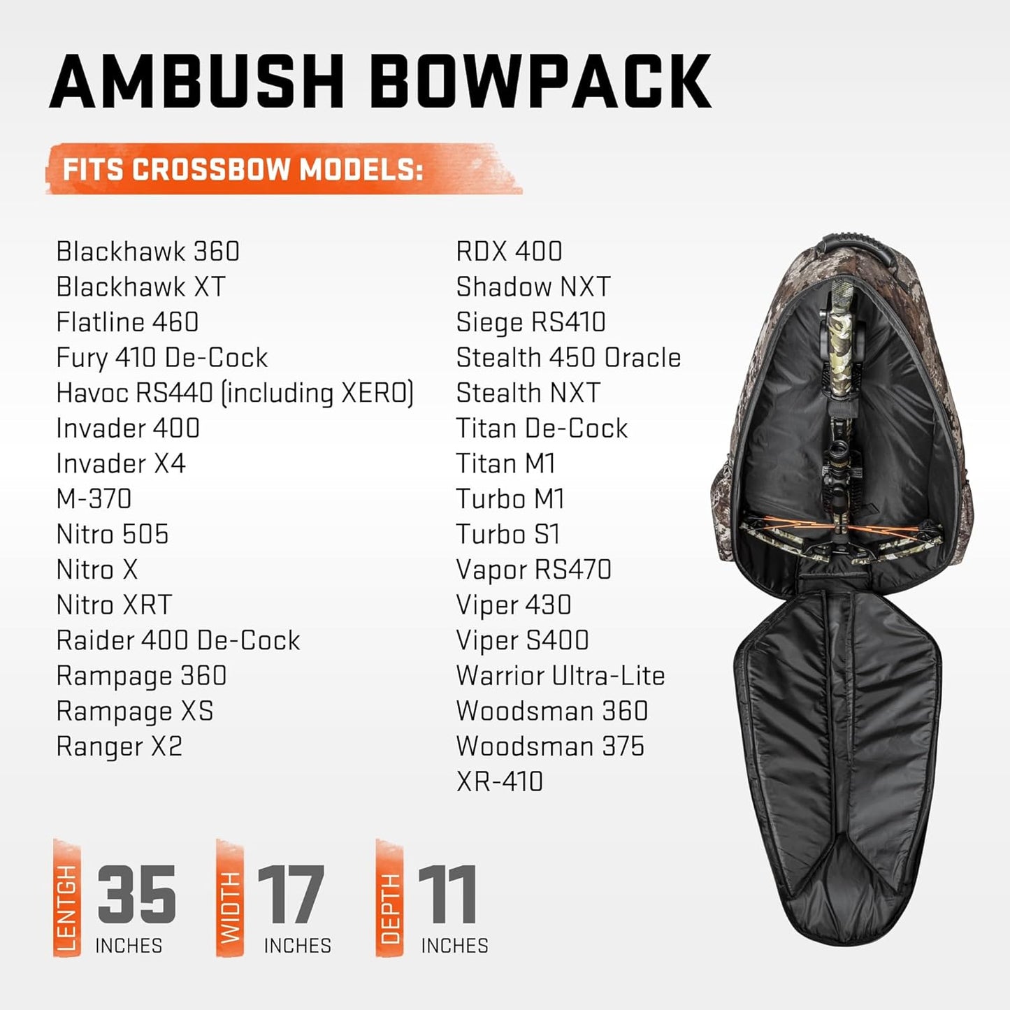 Wicked Ridge by TenPoint Ambush Bowpack, Veil Alpine/Black - Easily Transport & Protect Your Crossbow