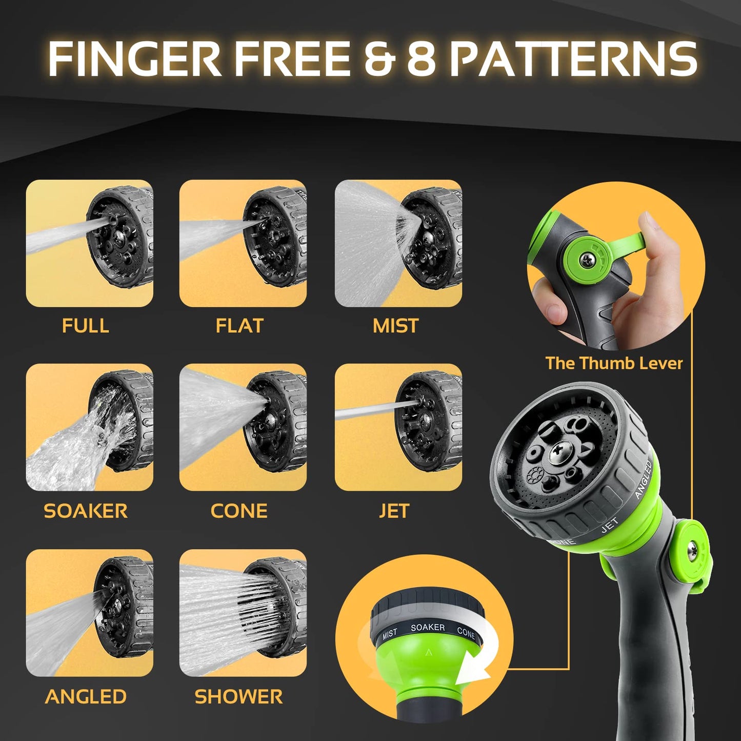 Garden Hose Metal - 100ft Heavy Duty Stainless Steel Water Hose with 8 Function Sprayer & Metal Fittings, Flexible, Lightweight, No Kink, Puncture Proof Hose for Yard, Outdoors, Rv