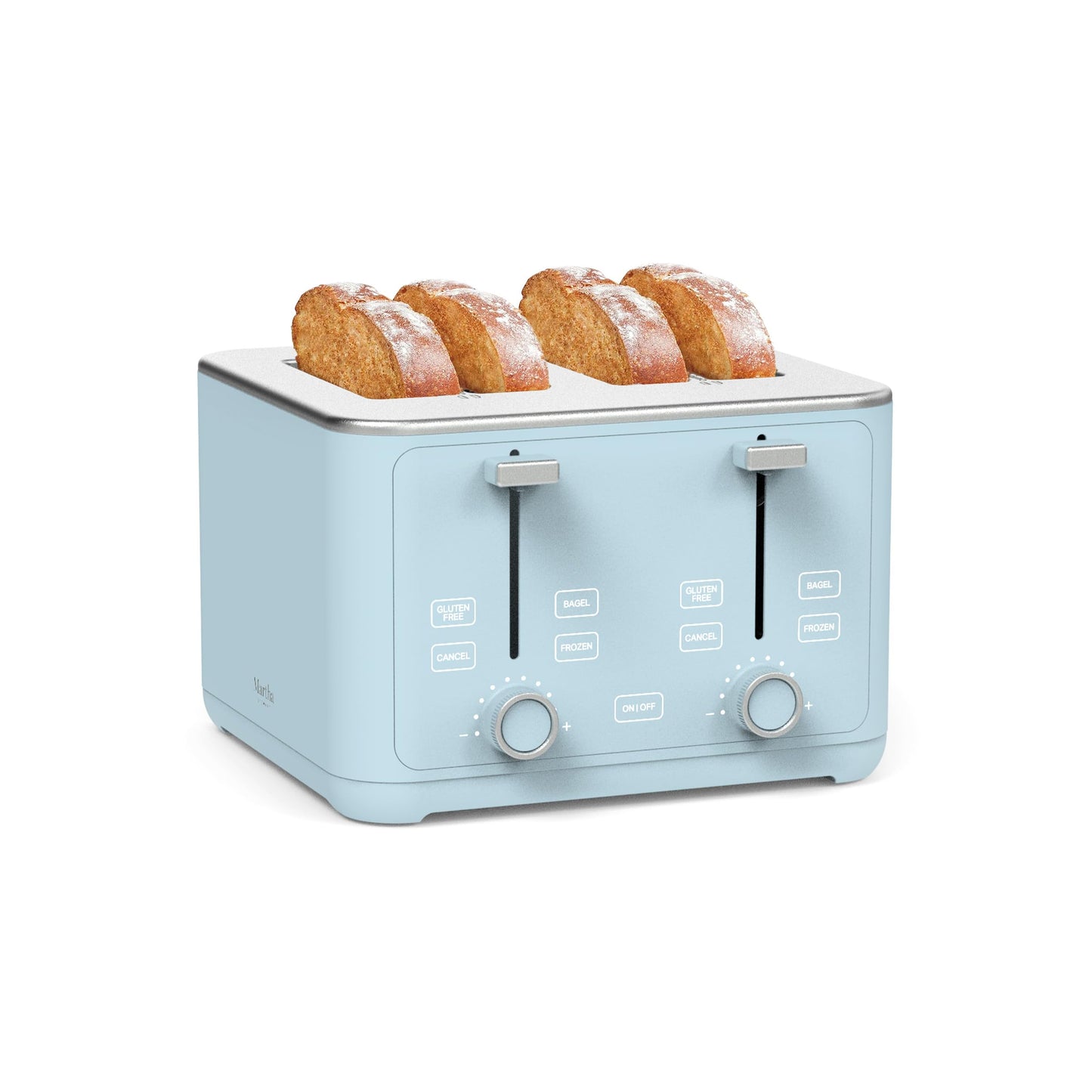 Martha Stewart 4 Slice Toaster, 10 Shade Settings with Defrost, Cancel, Bagel & Gluten-Free, Extra-Wide Self-Centering Slots for Waffles, Artisan Bread, Removable Crumb Tray, Cord Wrap,1800W, Honeydew