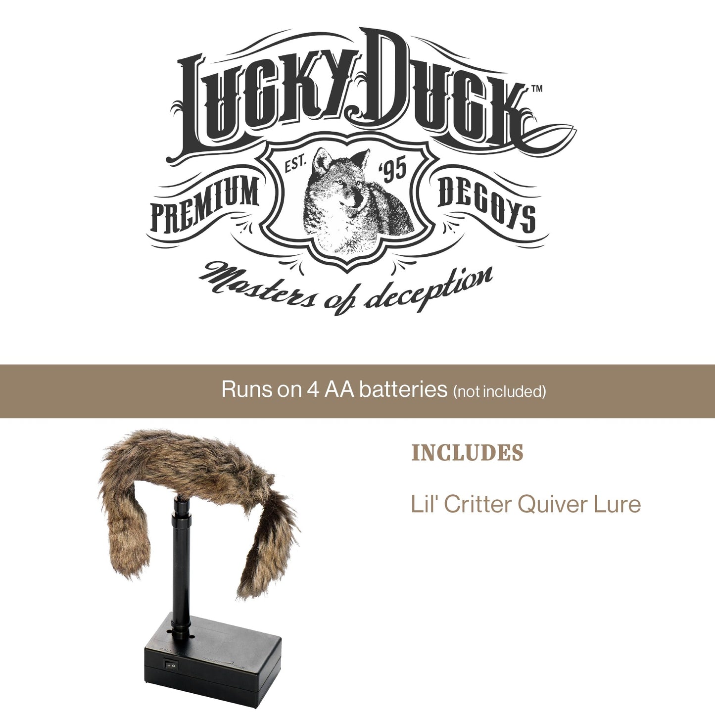 Lucky Duck Lil' Critter Quiver Lure for Coyote, Bobcat, Predator Hunting Decoy