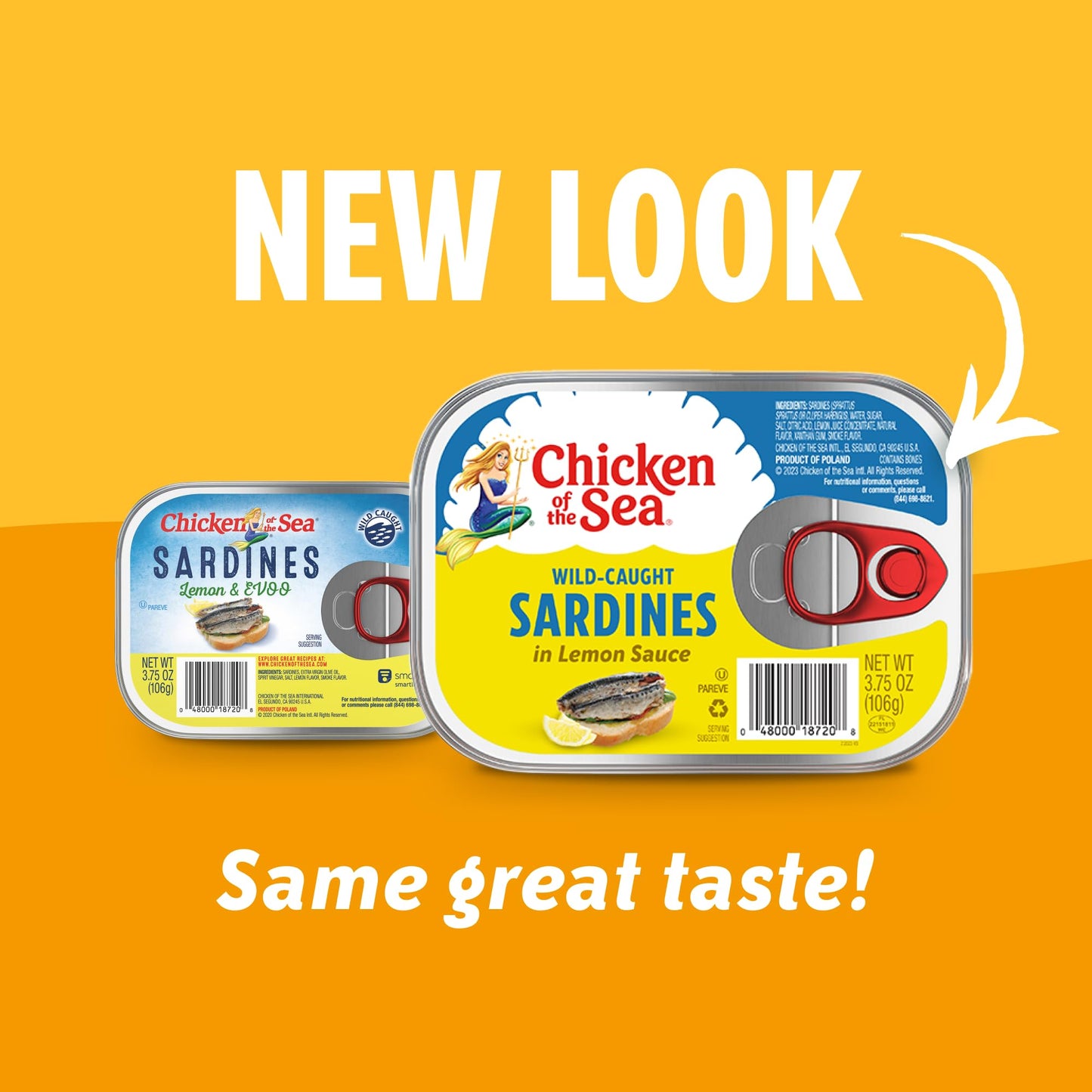 Chicken of the Sea Sardines in Olive Oil, 3.75 oz. Cans (Pack of 18), Wild Caught Canned Sardines, Packaging May Vary