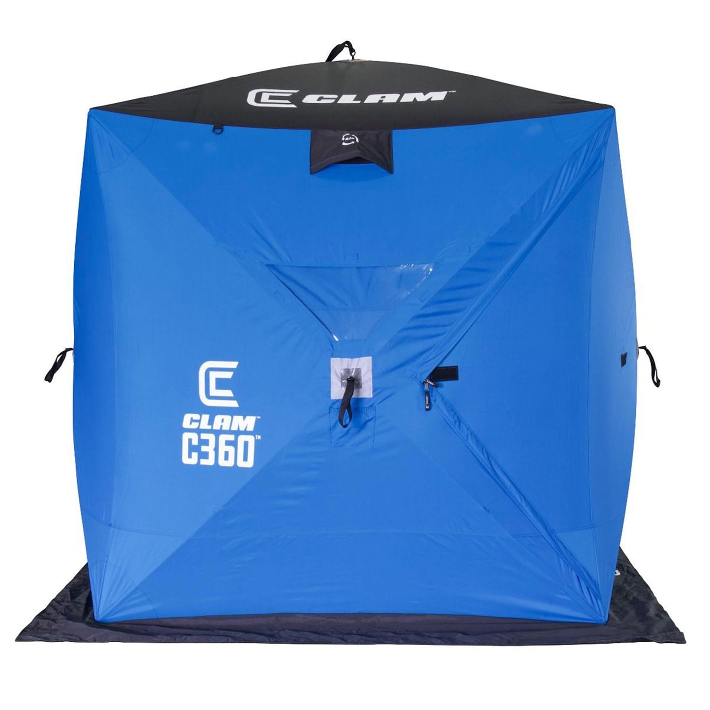 CLAM Lightweight Portable Pop Up Ice Fishing Angler Thermal Hub Shelter Tent with Anchors, Tie Ropes, and Carrying Bag
