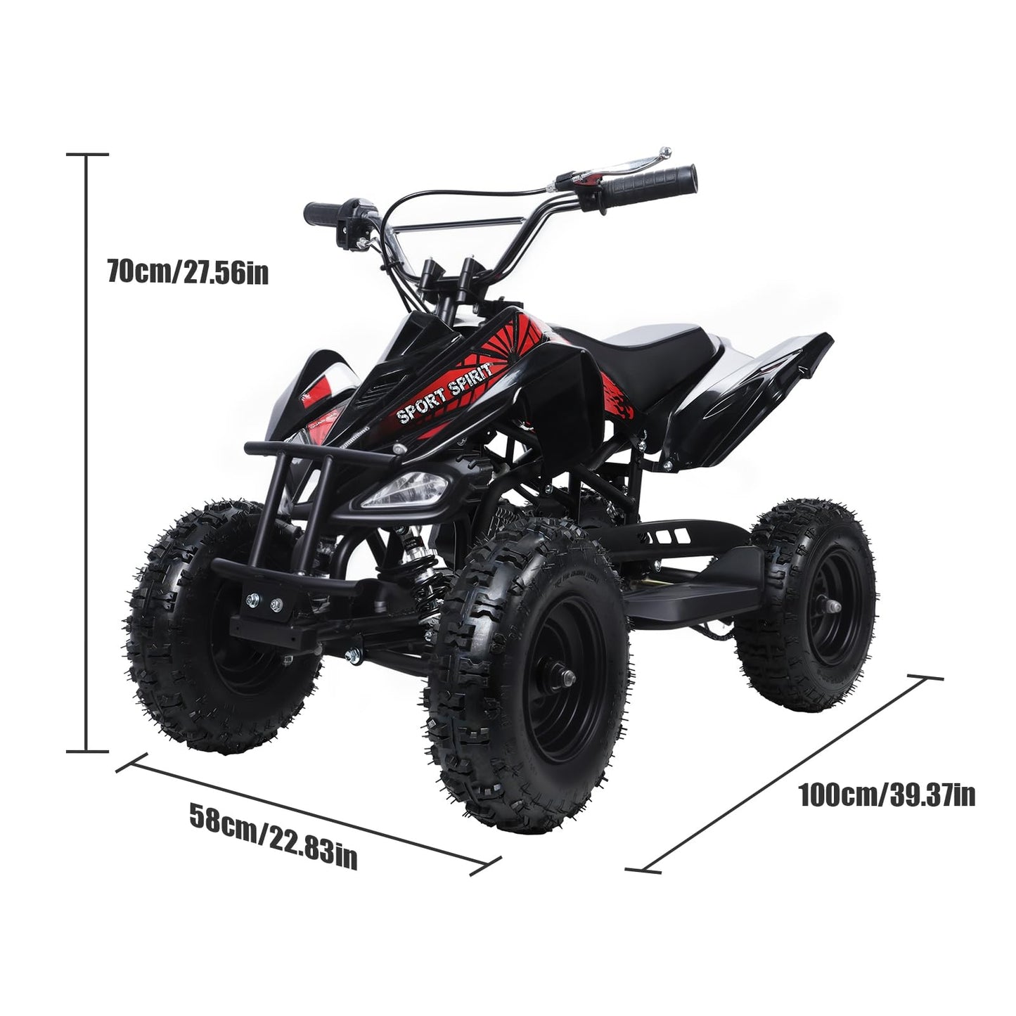 Gas ATV 4 Wheeler 49CC Go Kart 2-Stroke Mini Gas 4 Wheeler for Kids 4WD Ride On Toys Car ATV Quads Play Car with Front &Rear Disc Brake, LED Headlights,50/MPH Maximum Speed Black