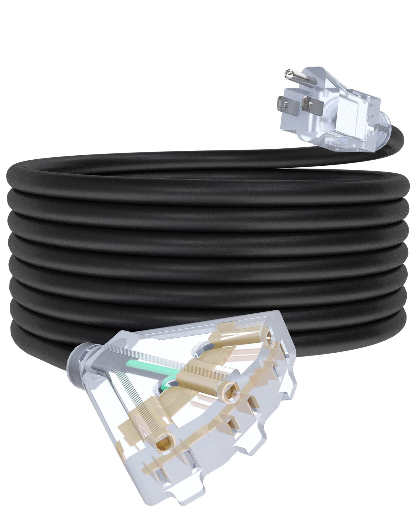 25Ft 12/3 Outdoor Extension Cord with 3-Outlets, Heavy Duty 12 Gauge 3 Prong Extension Cord Waterproof with Lighted end, 15A 12AWG 1875W SJTW, ETL Listed - Great for Garage, Garden and Home, Yellow