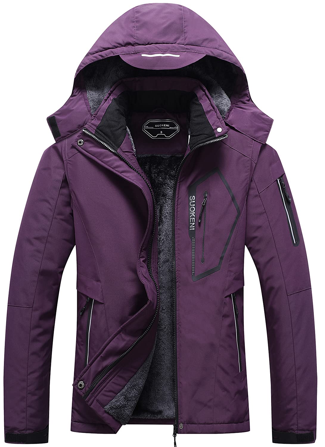 SUOKENI Women's Waterproof Warm Winter Snow Coat Hooded Raincoat Ski Snowboarding Jacket