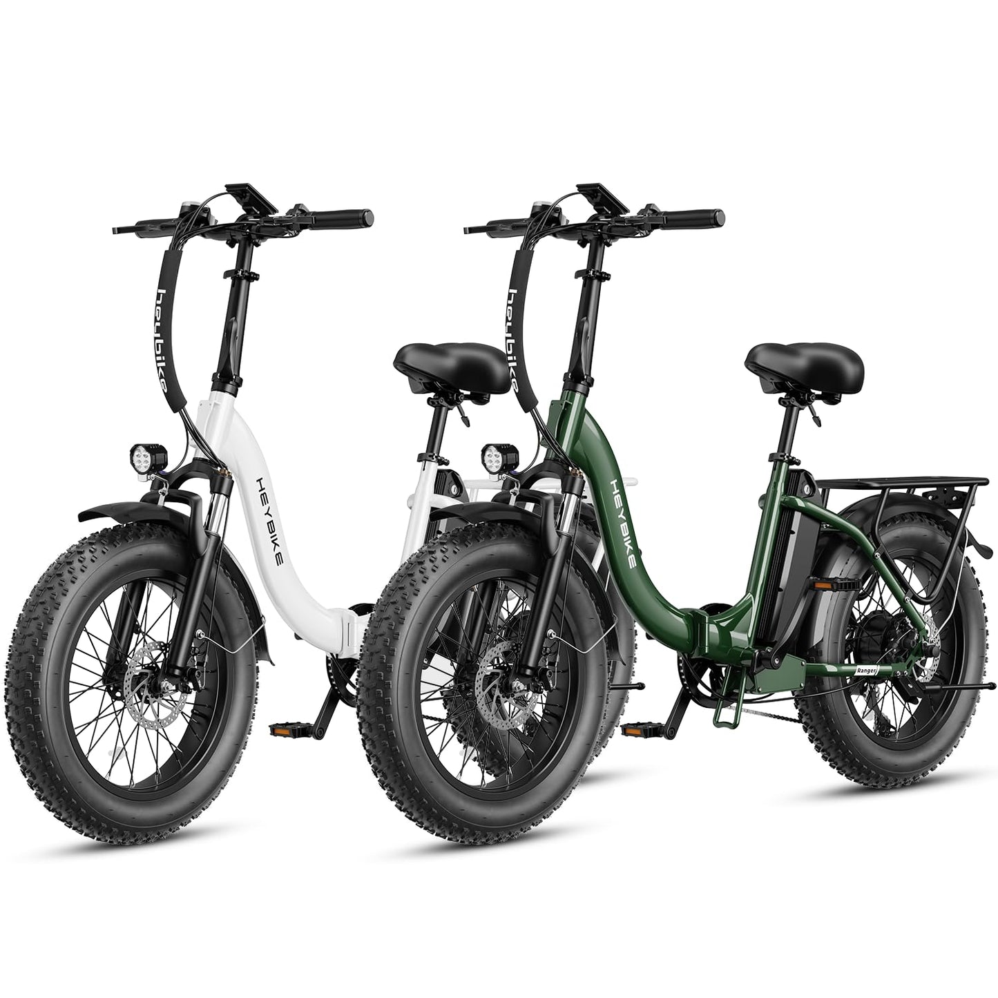 Heybike Ranger Electric Bike for Adults, Peak 1400W Upgraded Motor Ebike, 28MPH [20" Fat Tire All-Terrain] 600Wh Removable Battery Folding Step-Thru E Bike with Front Suspension