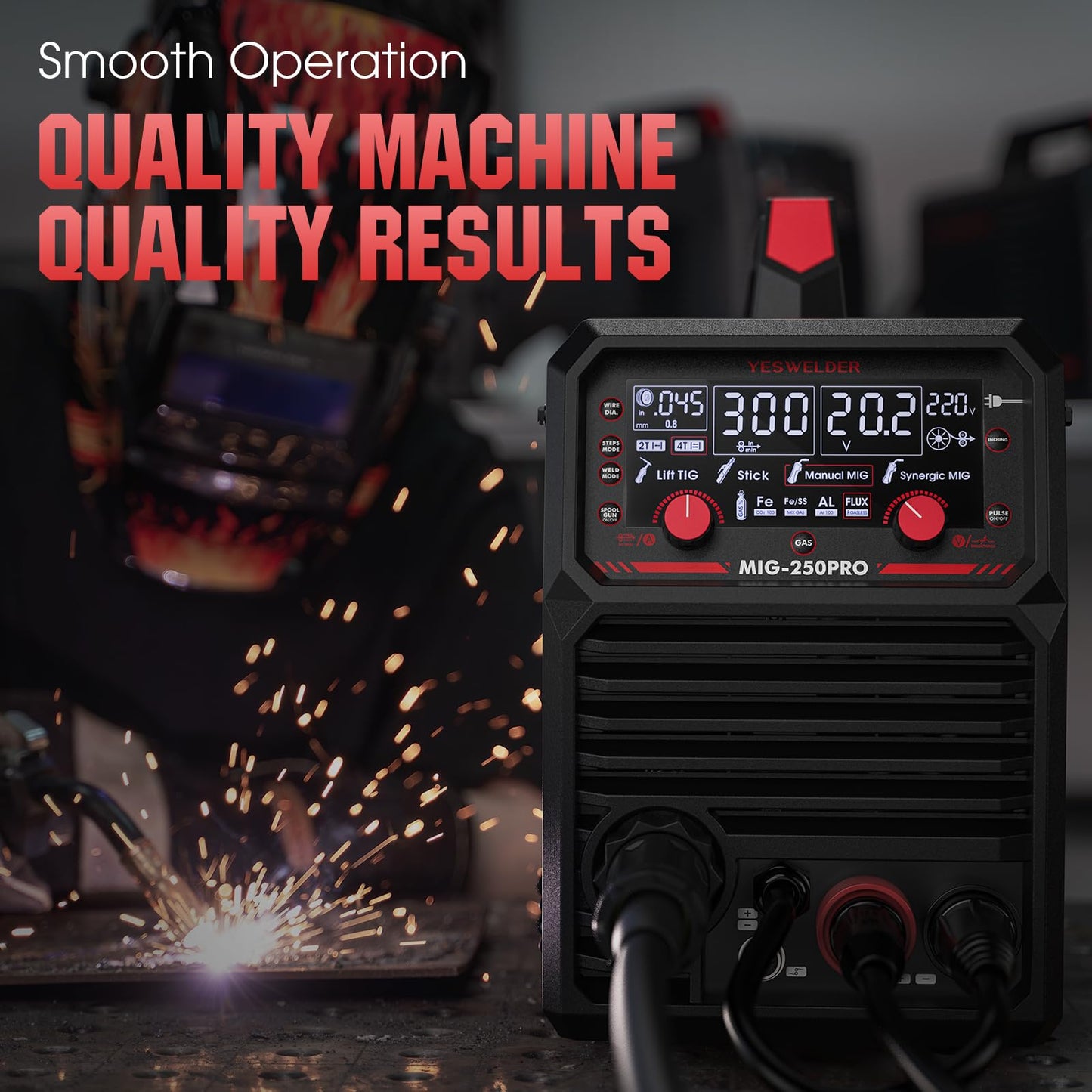 YESWELDER MIG-205DS PRO MIG Welder, 200Amp 110/220V Dual Voltage MIG Welding Machine, 5 in 1 Gas MIG/Flux Core MIG/Spool Gun MIG/Lift TIG/Stick Multiprocess Aluminum MIG Welder, Spool Gun Compatible