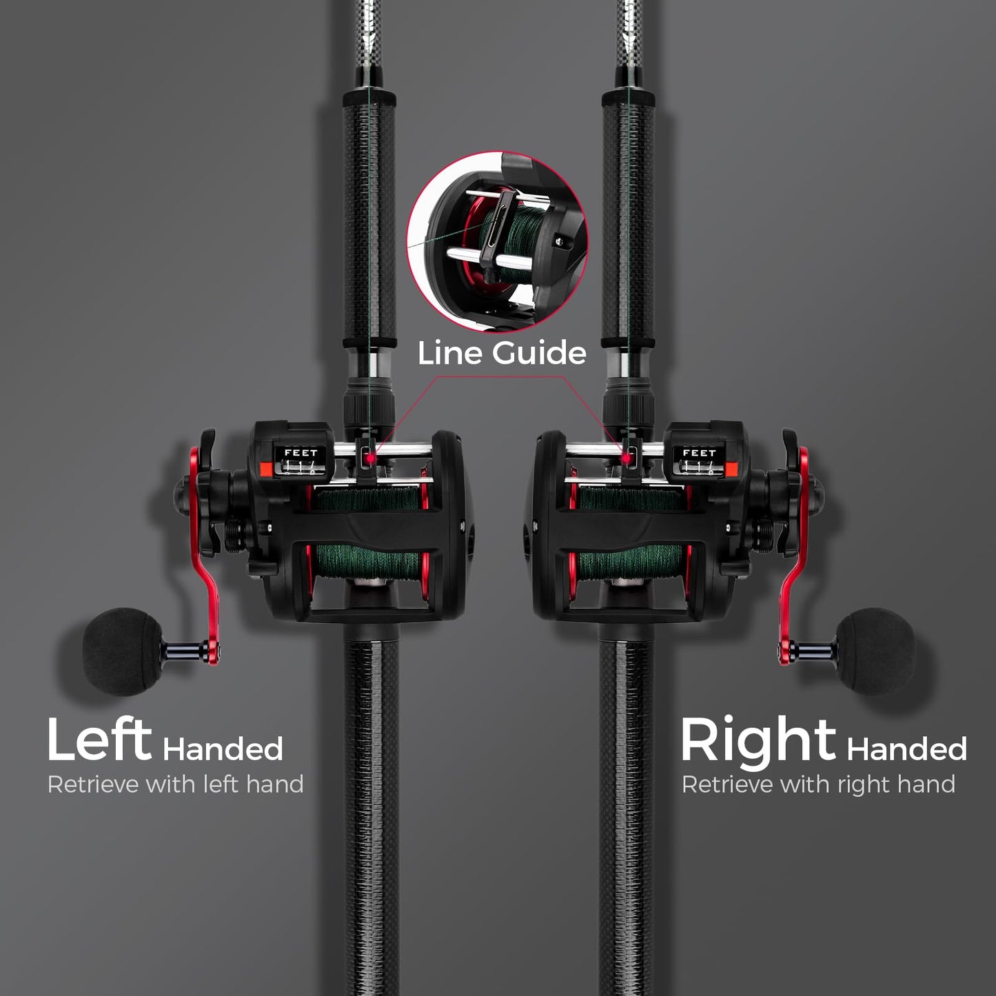 KastKing ReKon Round Baitcasting Fishing Reel, Saltwater Inshore Surf Trolling Reel, Up to 30LBS Powerful Max Drag, Conventional Reel for Catfish, Musky, Bass, Durable Graphite Frame for Saltwater