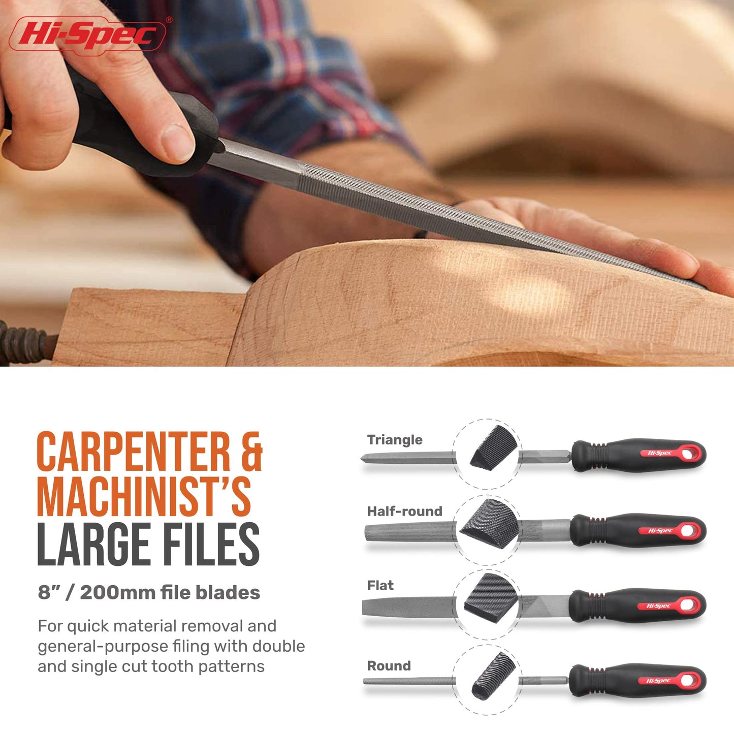 Hi-Spec 17 Piece Metal Hand & Needle File Tool Kit Set. Large & Small Mini T12 Carbon Steel Flat, Half-Round, Round & Triangle Files. Complete in a Zipper Case with a Brush