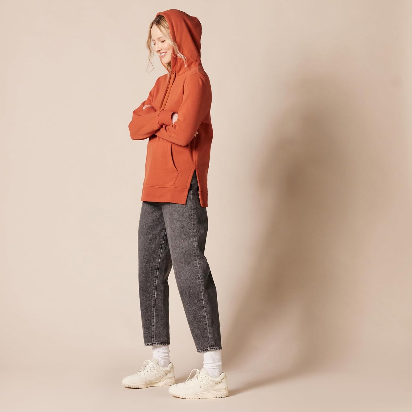 Amazon Essentials womens Fleece Hooded Tunic Sweatshirt