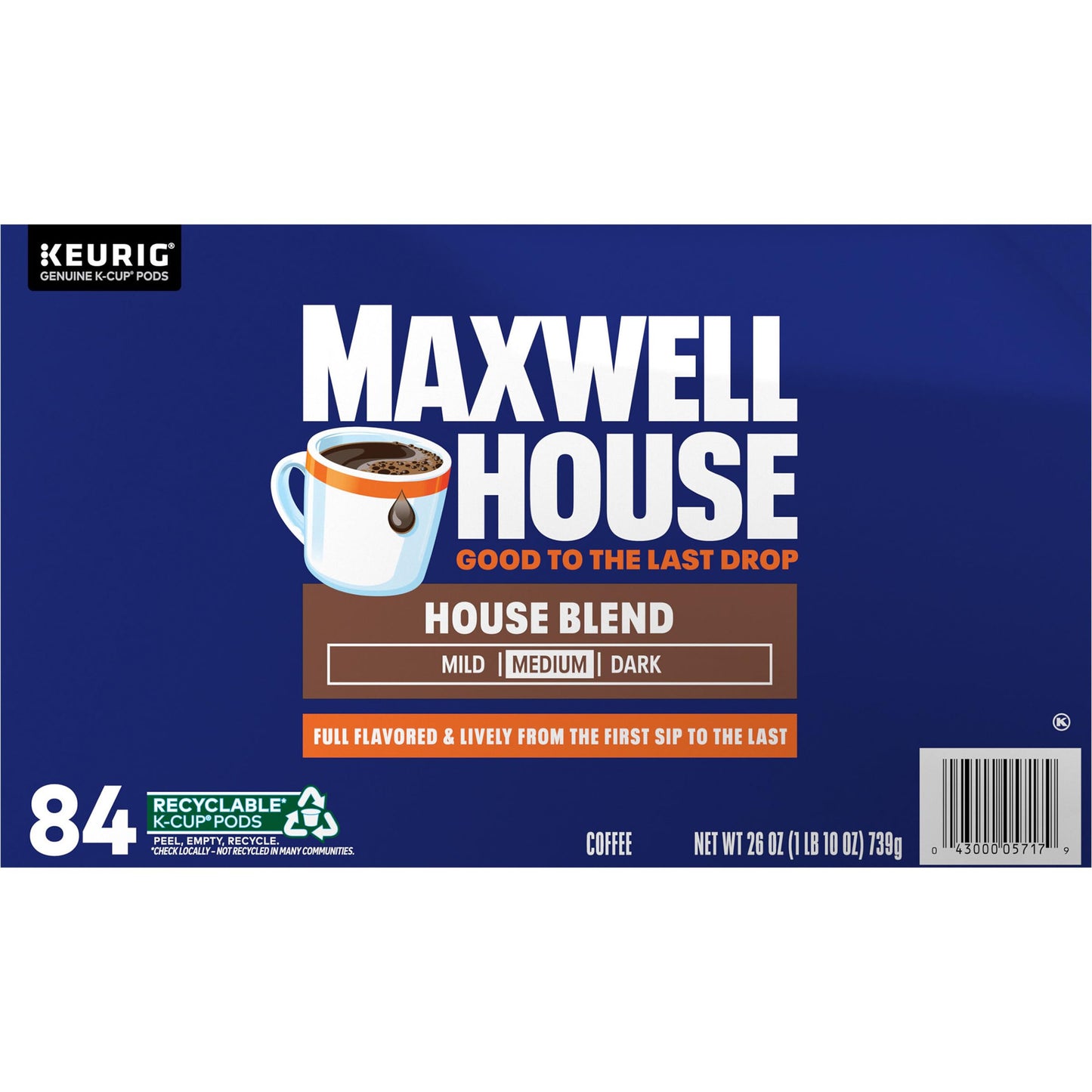 Maxwell House House Blend Medium Roast K-Cup Coffee Pods, 84 ct Box