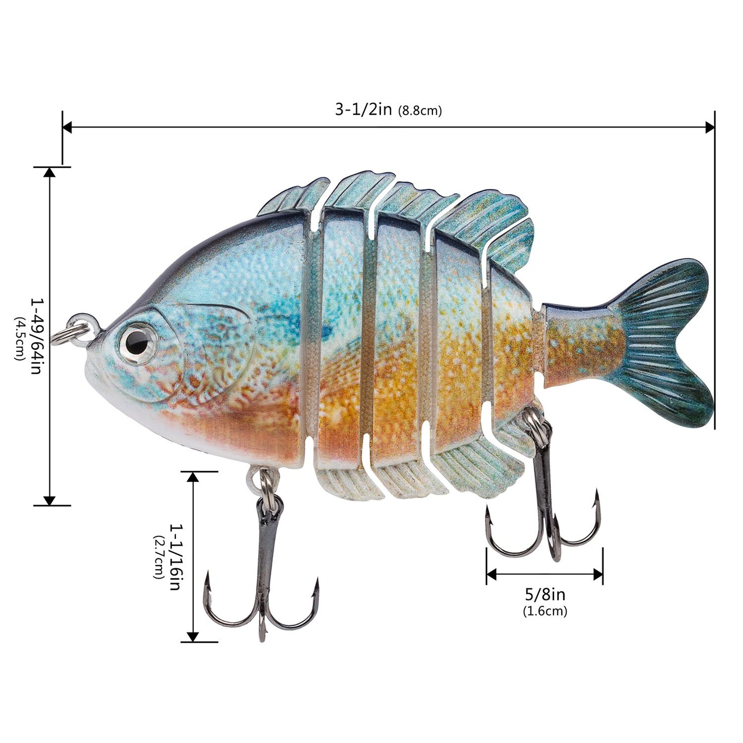 BASSDASH SwimPanfish Multi Jointed Panfish Bluegill Swimbaits Hard Topwater Bass Lures Fishing Lure Crank Saltwater 3.5in/0.85oz