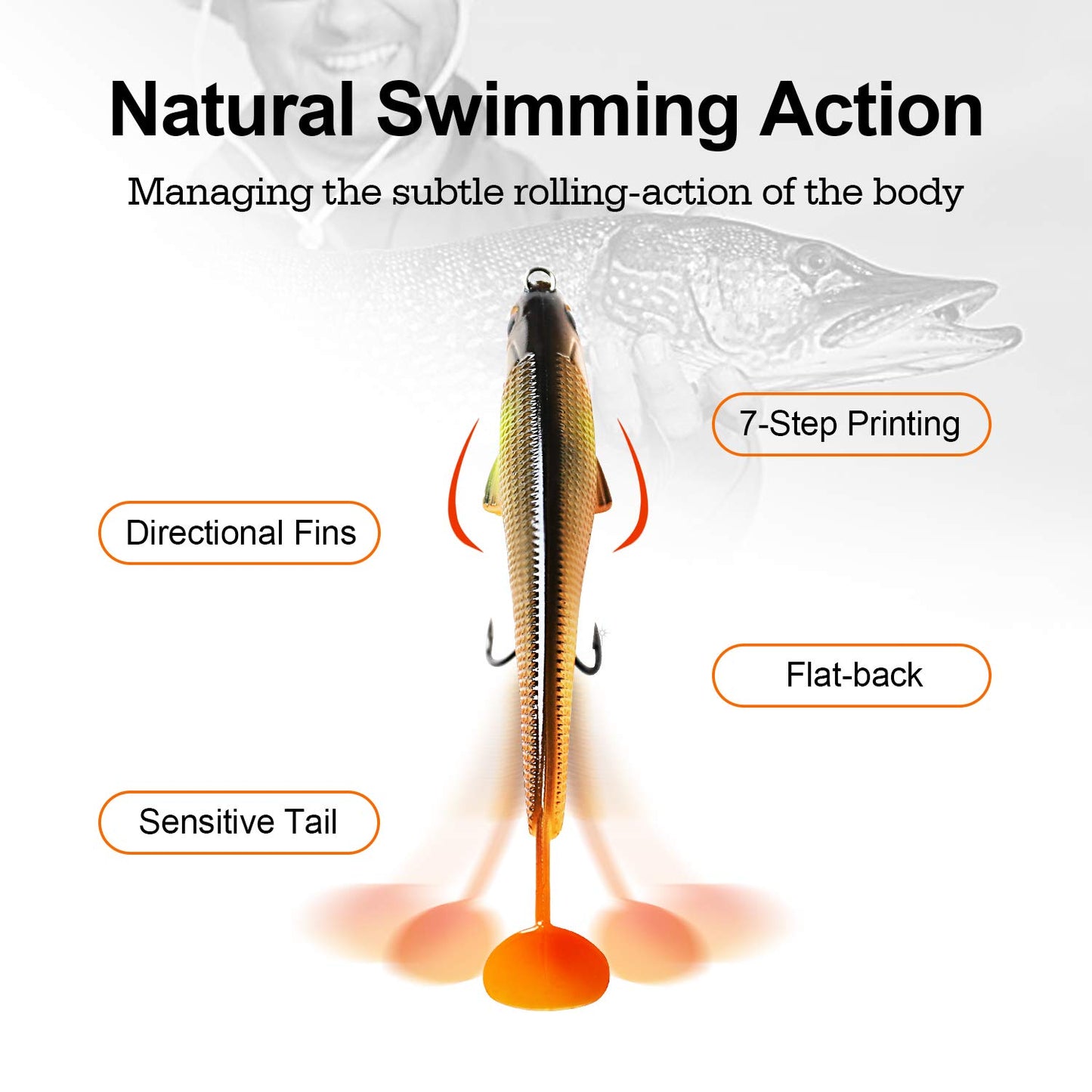 TRUSCEND Easy Catch Pre-Rigged Soft Lures, Vibrating Swim Action, Trembly Sinking Move, Amazing Soft Swimbait for Family Fishing, Well-Made Fishing Lures for Bass Trout Crappie Walleye Pike Redfish