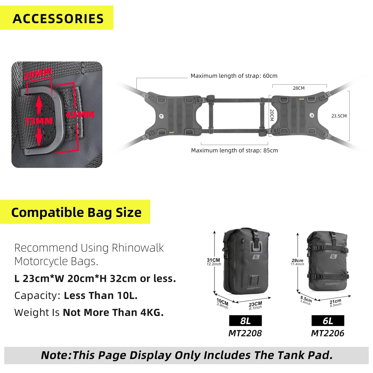 Rhinowalk Motorcycle Tail Bag Motorbike Side Bag 8L Full Waterproof Motor Saddle Pannier Bag Rear Rack Trunk Professional Motor Accessories-Black
