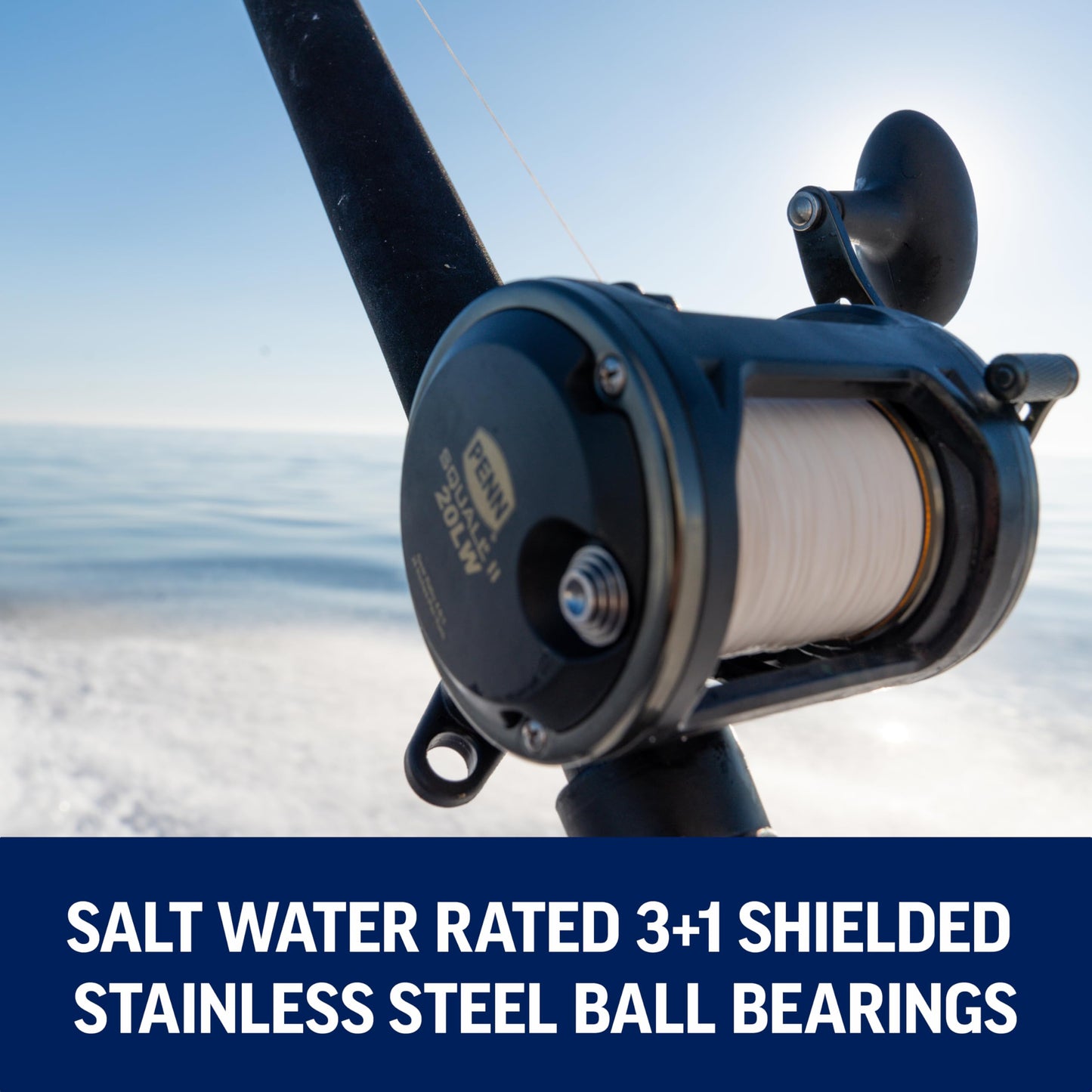 PENN Squall II Level Wind Conventional Reel and Fishing Rod Combo, Black/Gold