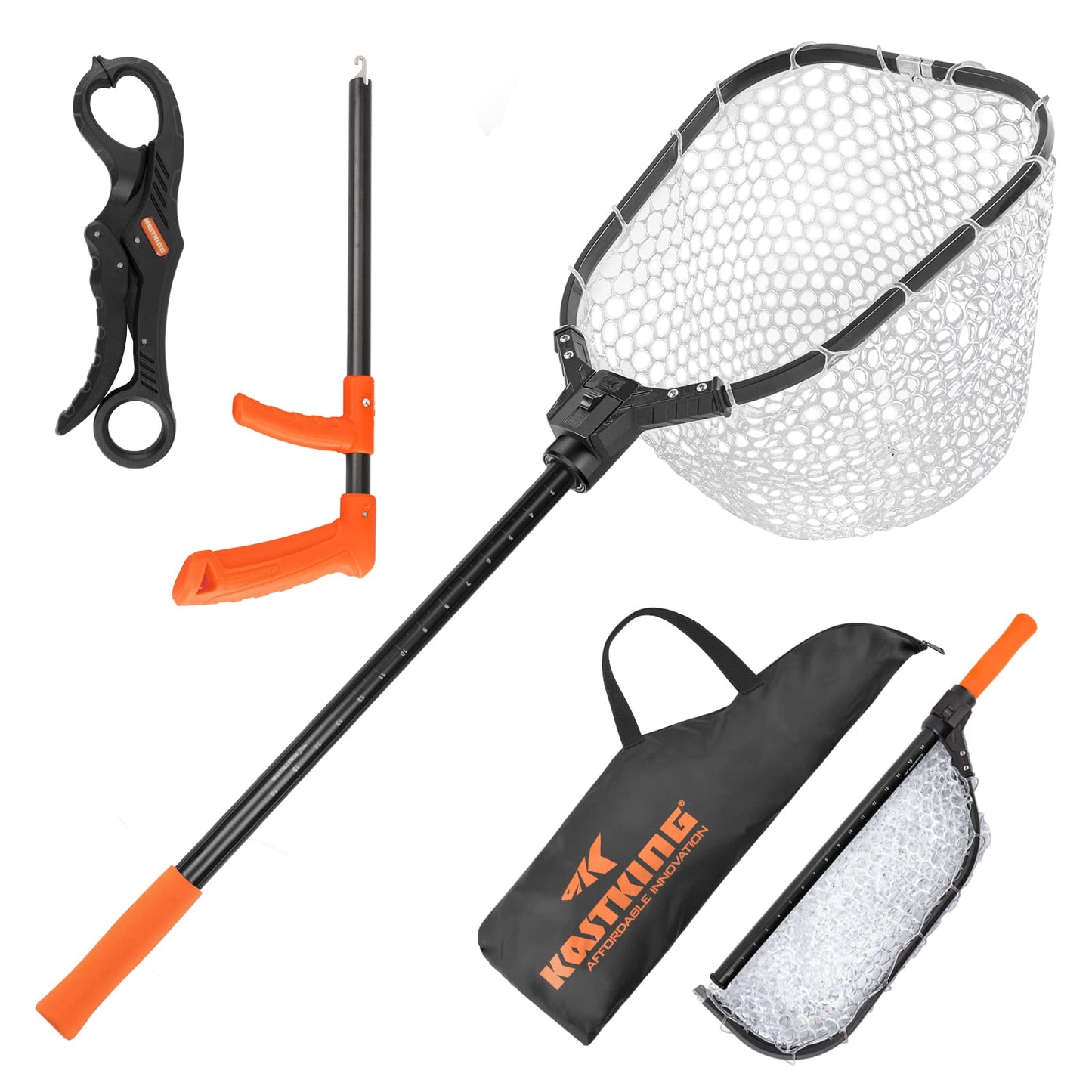 KastKing Brutus Fishing Net, Foldable Extendable Fish Landing Net, Lightweight & Portable Fishing Net with Soft EVA Foam Handle, Holds up to 44lbs/20KG, Fish-Friendly Mesh for a Safe Release