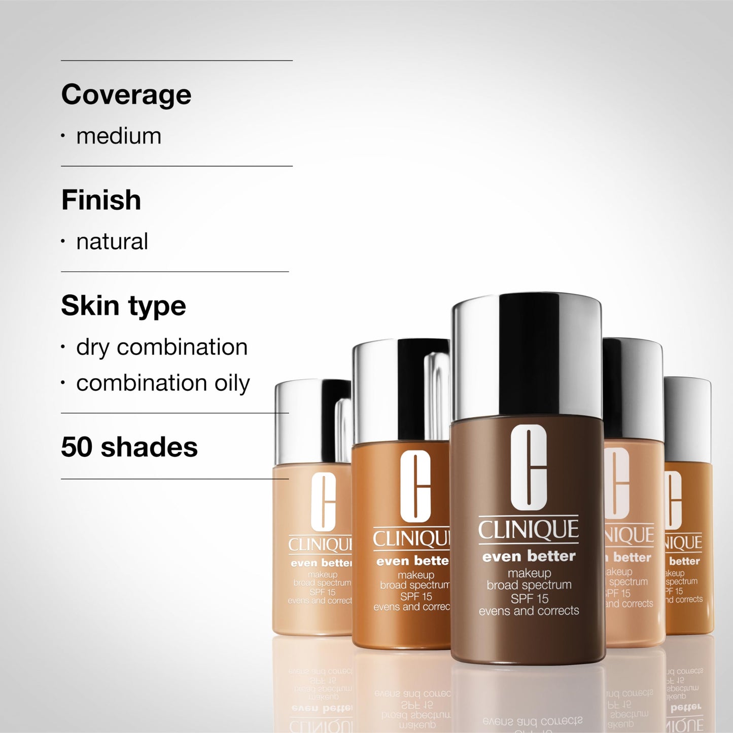 Clinique Even Better Makeup Foundation Broad Spectrum SPF 15 | Medium Coverage + Natural Finish | With Vitamin C | Evens Skin Tone + Reduces Dark Spots, Toffee, 1 Fl Oz