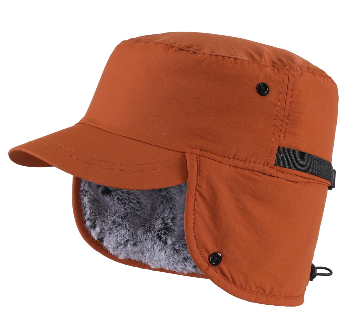 Connectyle Men's Winter Hat with Visor Warm Earflaps Hat Fully Lined Faux Fur Baseball Cap Trapper Hunting Hats