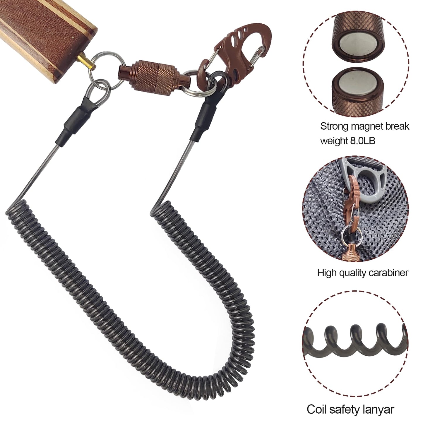 Aventik Wooden Fly Fishing Landing Net with Rubber Ghost Mesh and Magnetic Release - Catch & Release Friendly